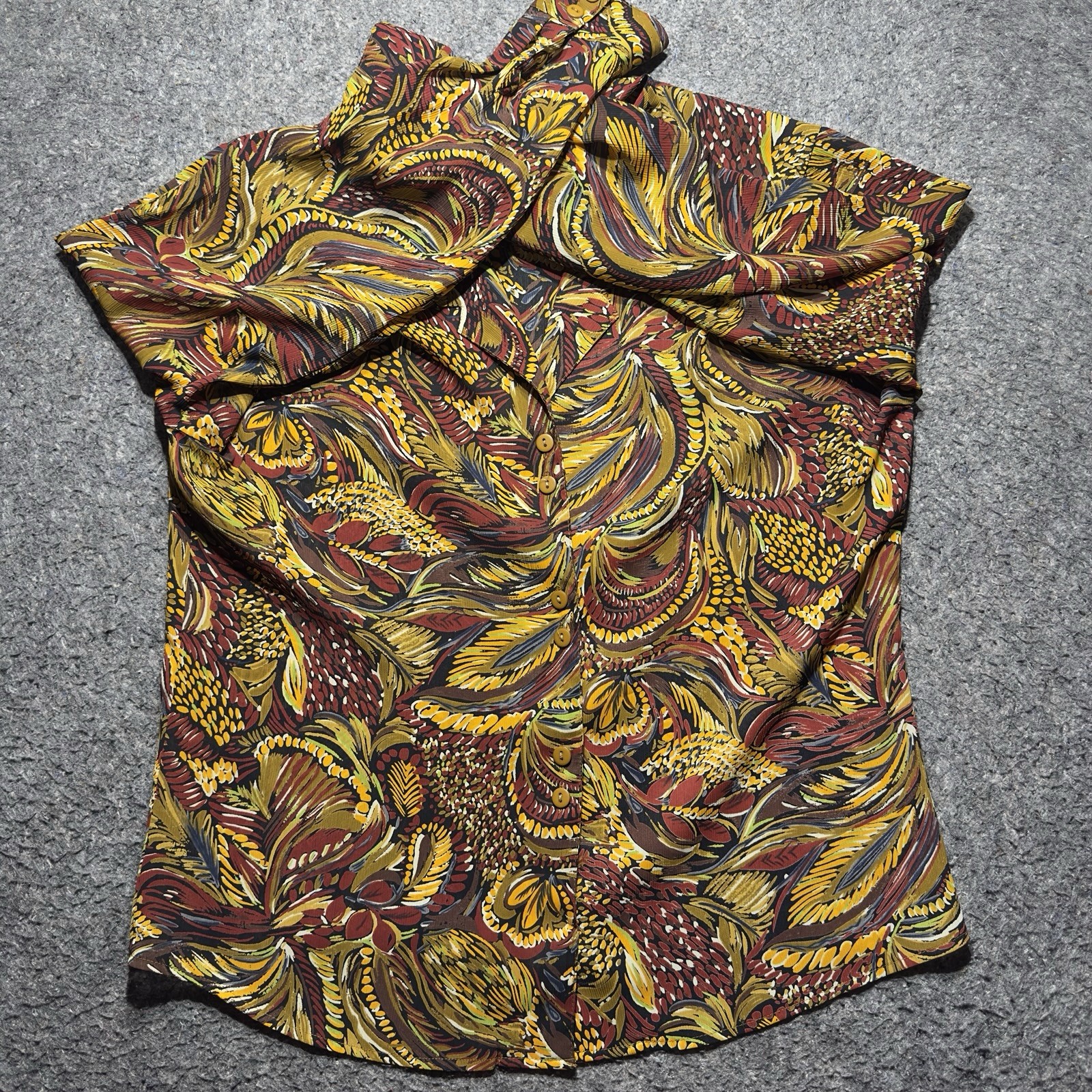 Notations Women Sz 12 Floral Multicolor Blouse Button Down Long Sleeve Collared