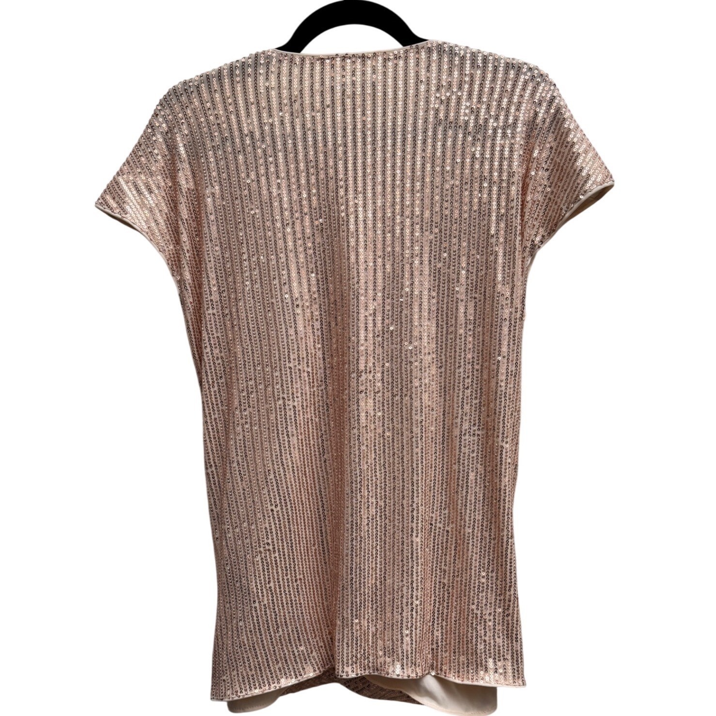 Grace Karin Sequin Wrap Top Side Ruched Rose Gold Size XL Party Cocktail Blouse