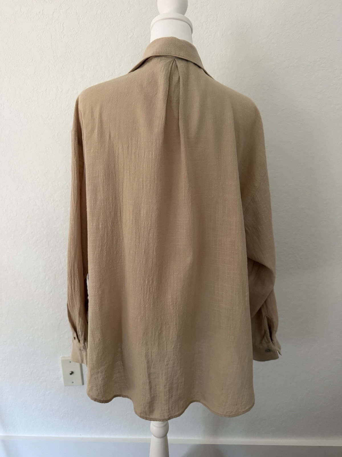 Zara Beige Dolman Sleeve Button-Down Shirt Size S