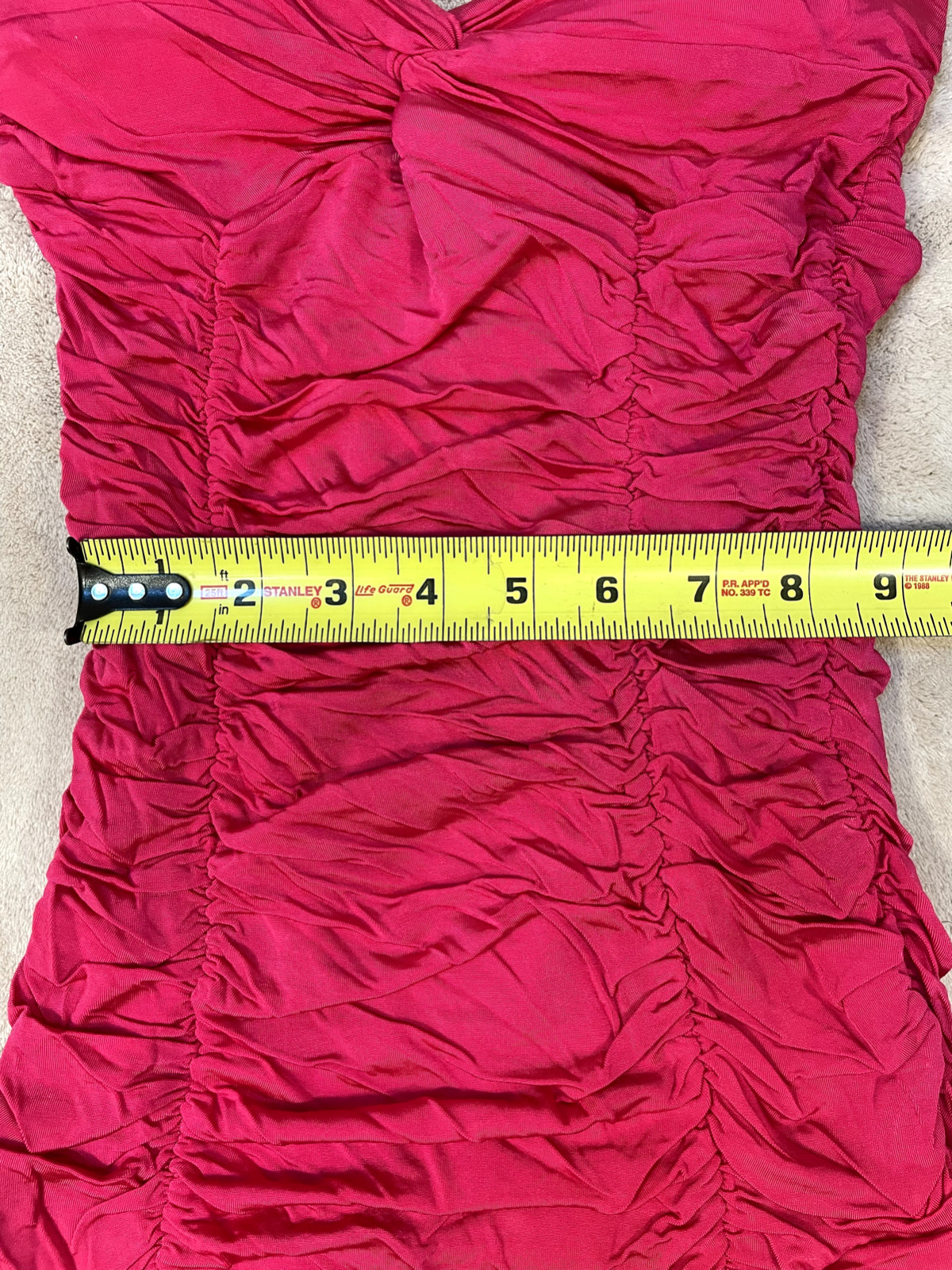 XXI Top Women’s Small Red Strapless Ruched Seams Gathered Stretch Rayon Lined