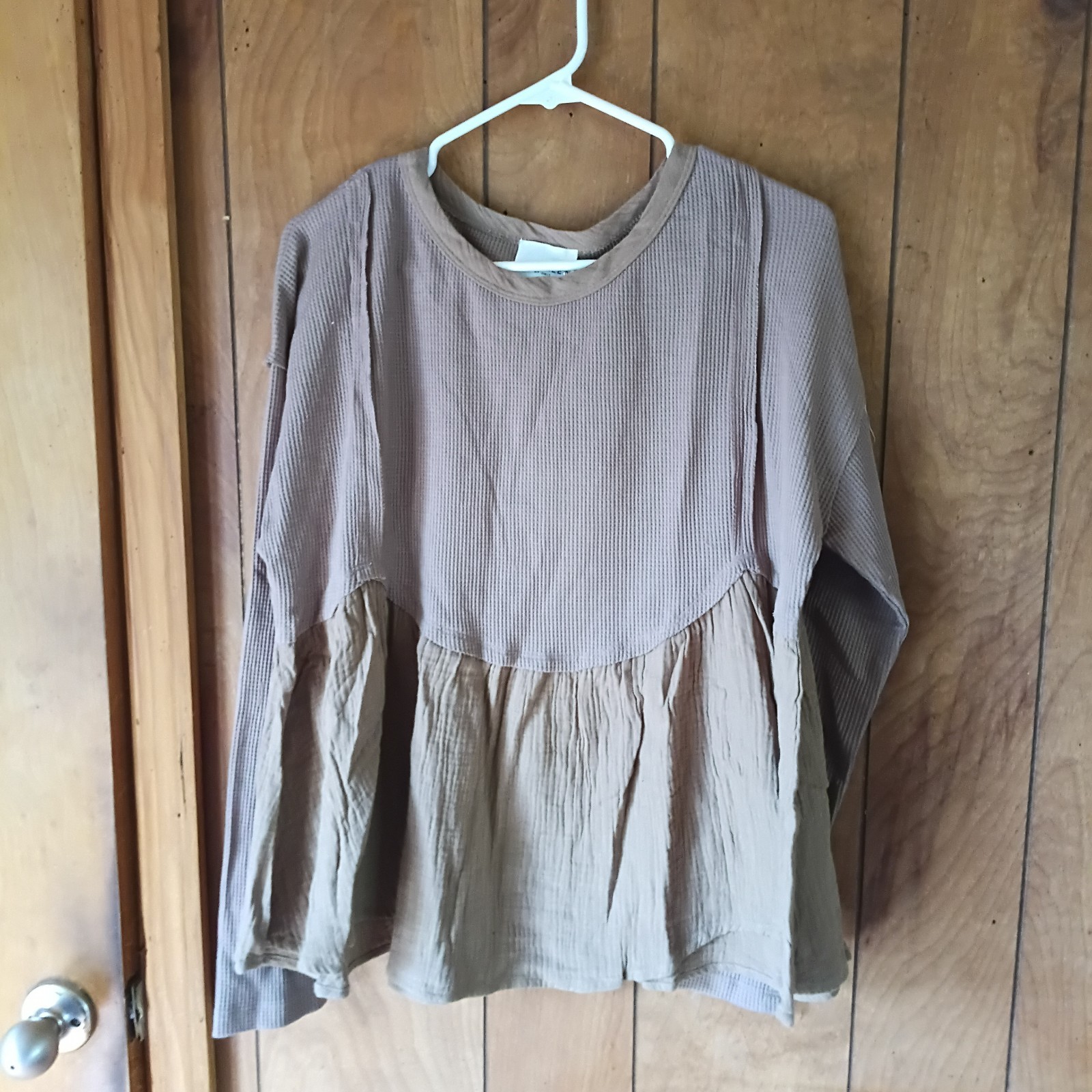 Andrée by Unit Babydoll Top NWT Size M Pullover Poly Cotton Long Sleeve