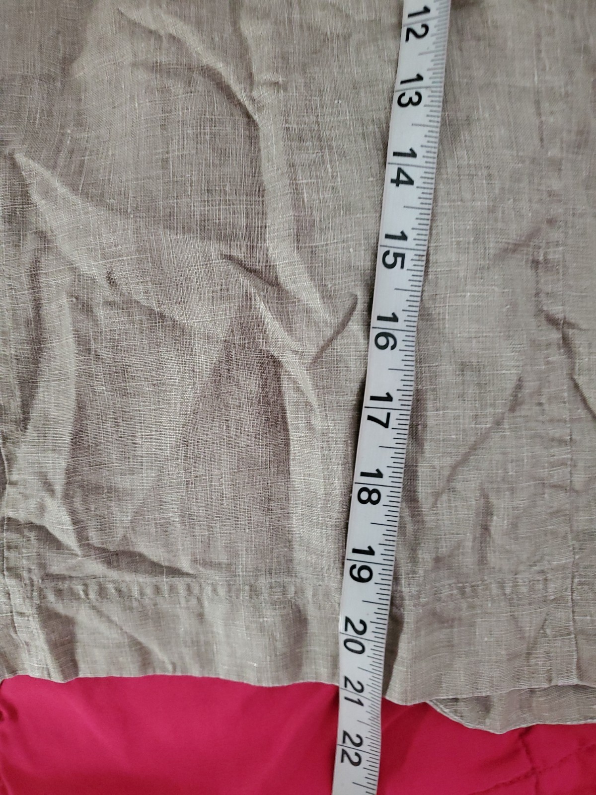 Citron Santa Monica Jacket Blouse Top Shirt Linen Pockets Khaki Taupe Sz L