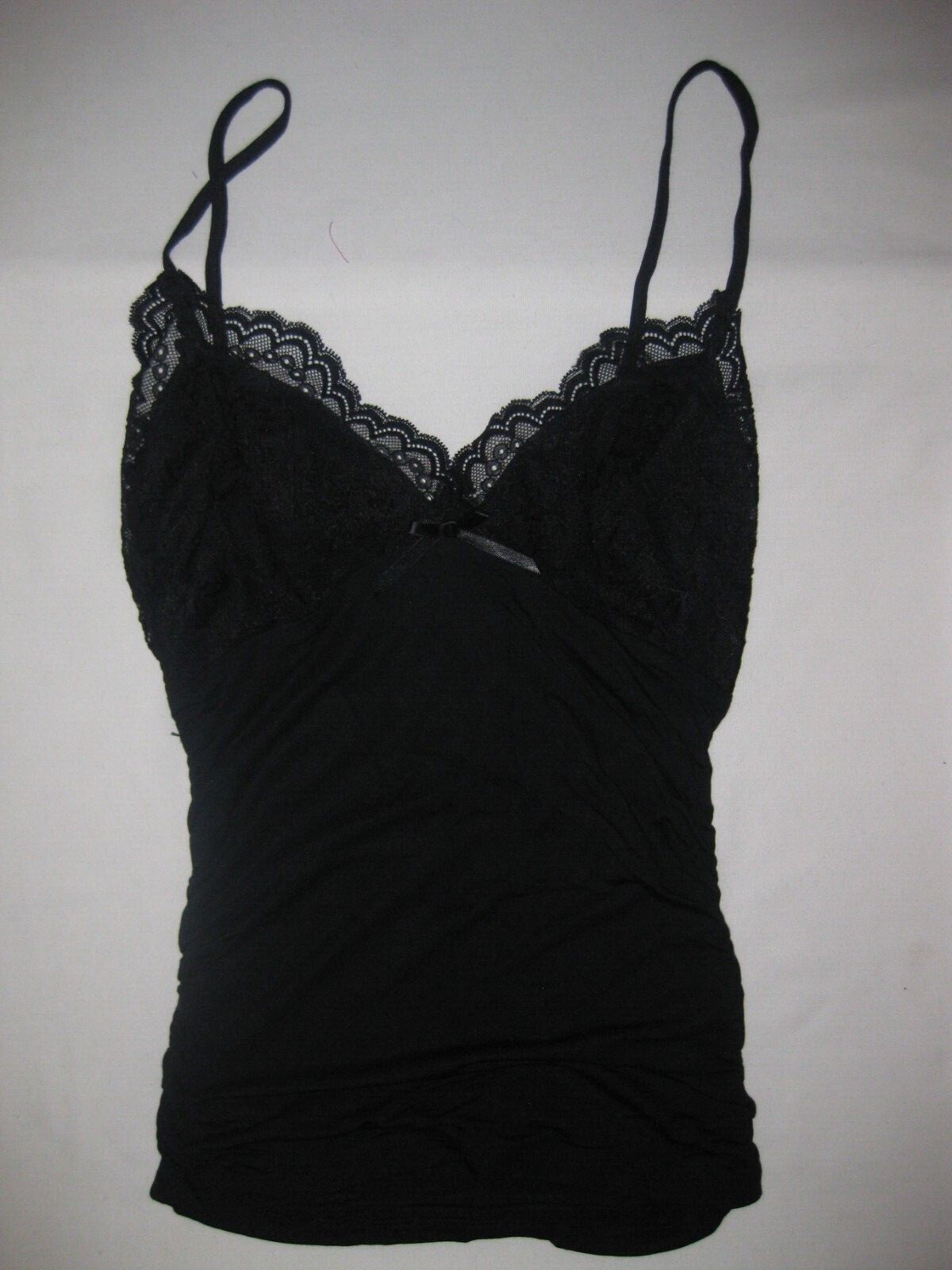 Shein lined lace bust w/bow ruched sides cami crop top XS S M black nwt Y2K goth