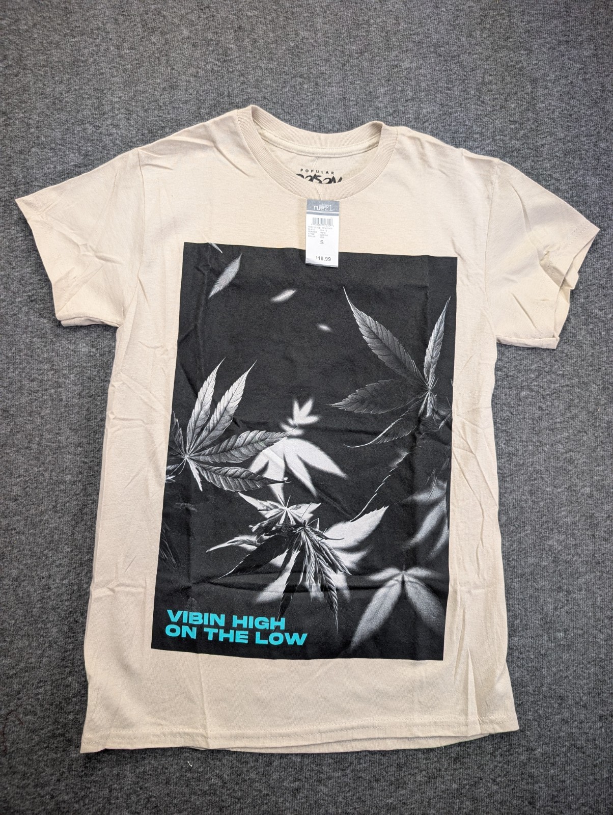 Rue 21 Beige Graphic Tee Vibin High Size Small Ships Same Day*