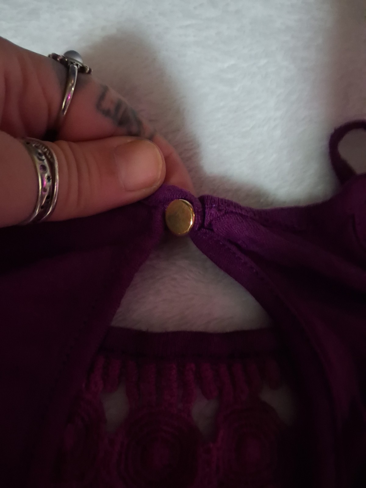Womens Purple, Tunic, Crochet Accent, Sexy & Fancy Tank Top Size Small
