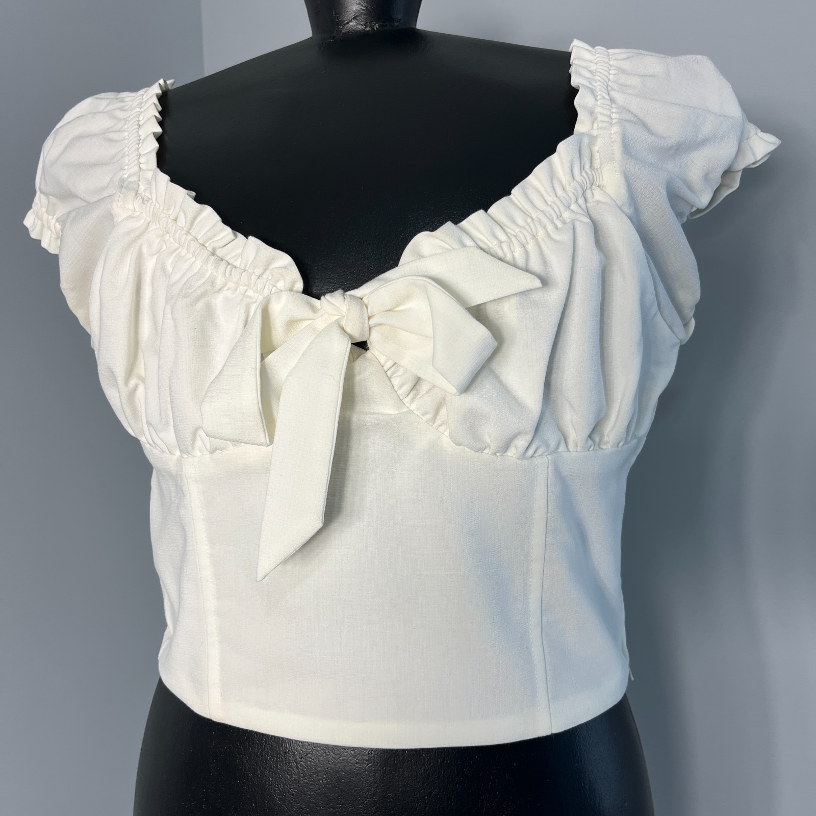 Lottie Moss Pacsun Milkmaid Crop Top Size S Ivory Babydoll Romantic Peasant