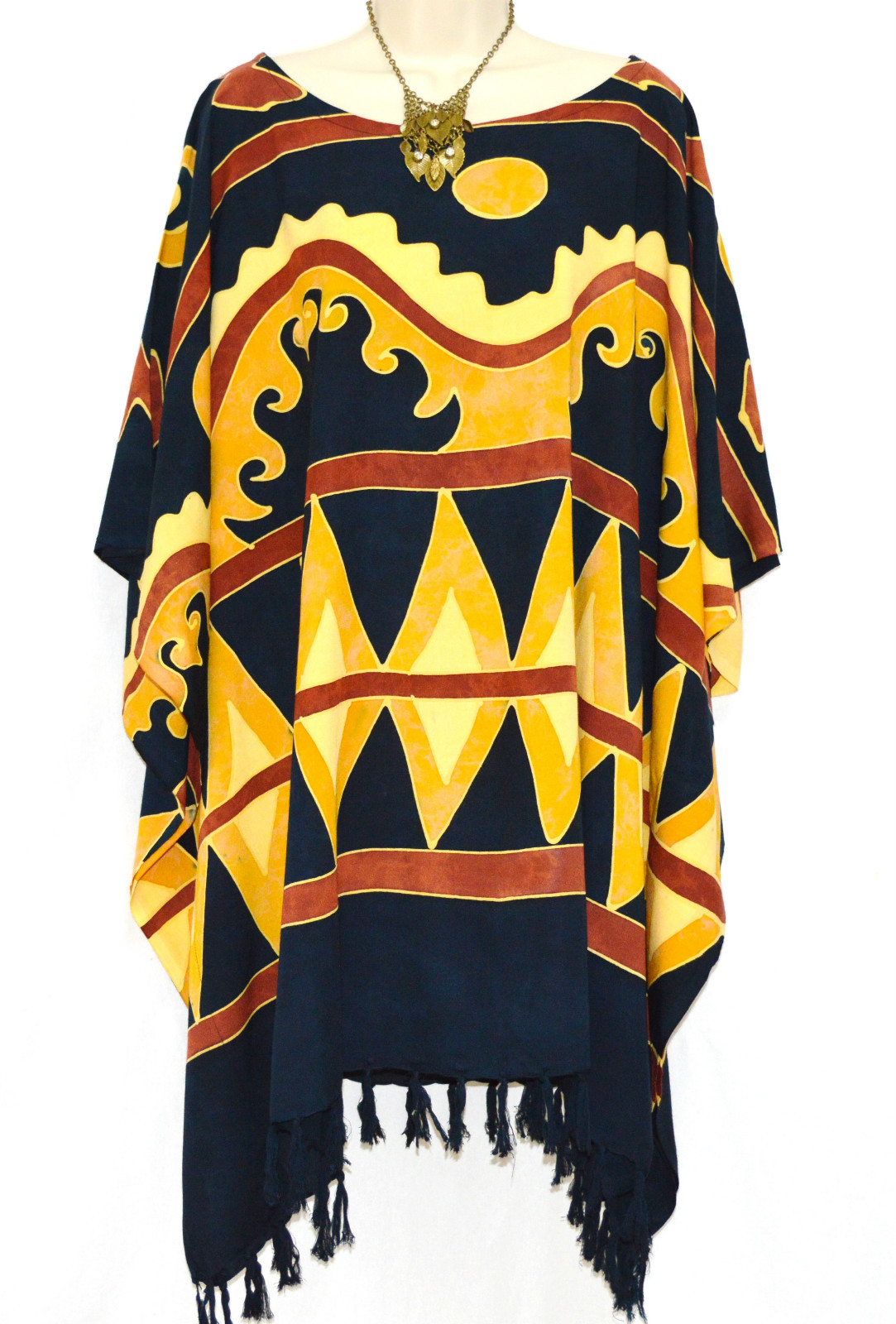 ETHNIC Top Kimono Sleeve Plus Size Kaftan Shirt Pluz S, M, L, XL, 1X, 2X & 3X