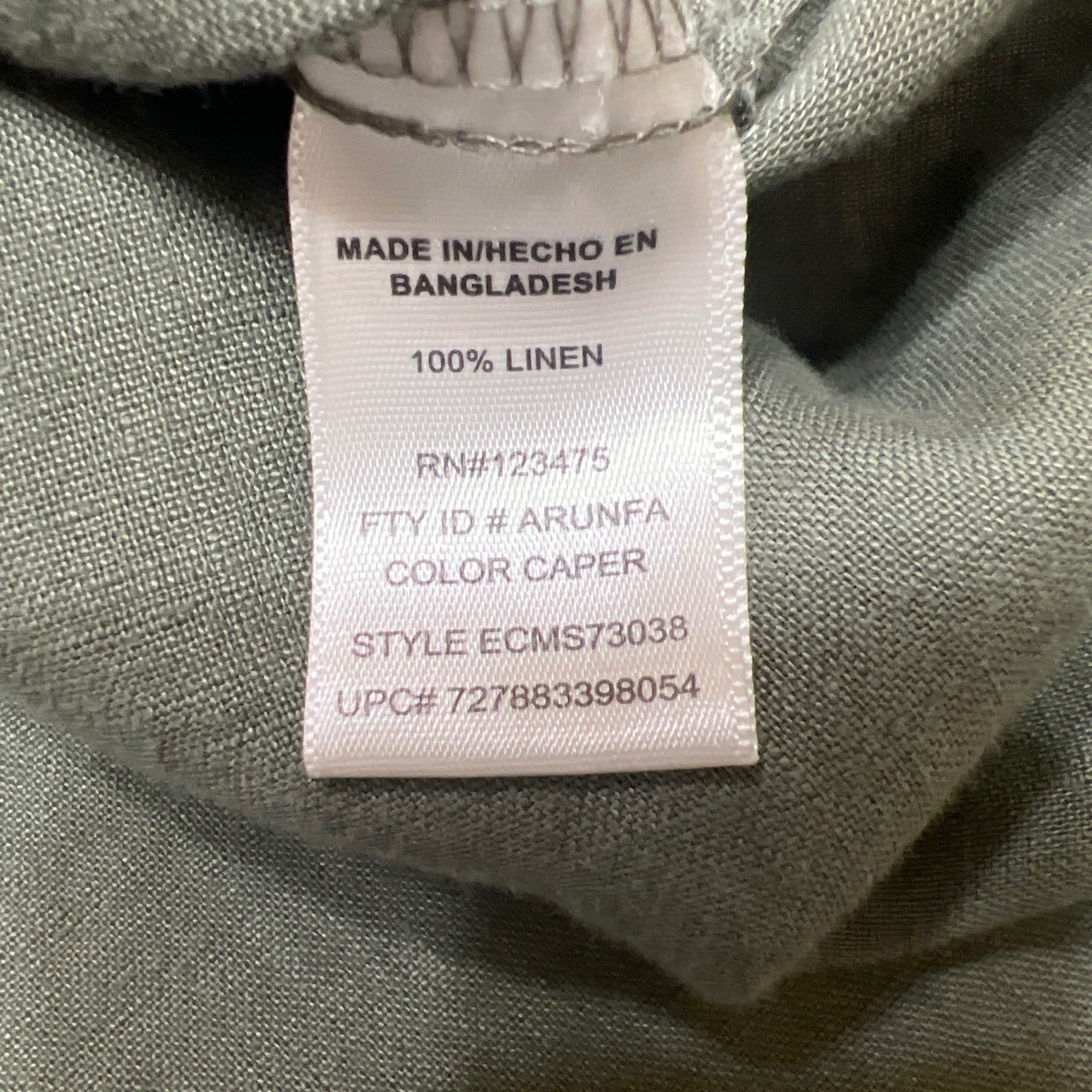 Company Ellen Tracy Womens 100% Linen Lace Up Tunic Top Olive Green Caper S