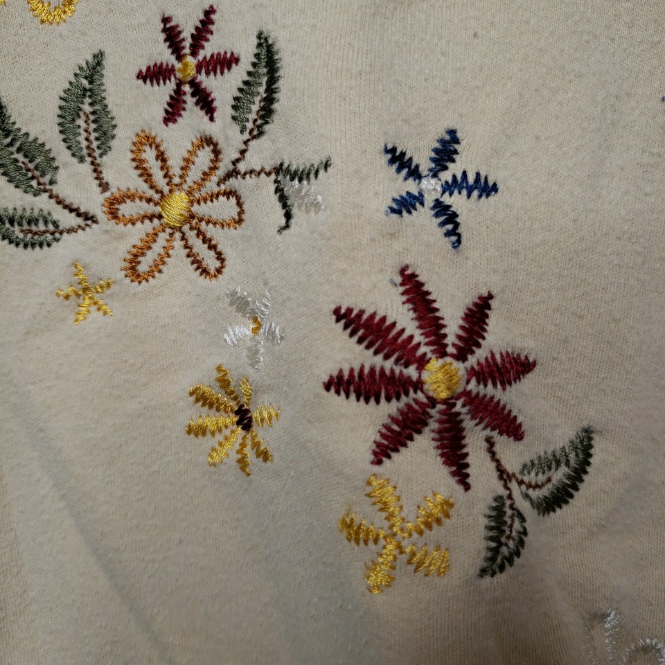 Decorated Originals Womens 3/4 Sleeve Embroidered Fall Floral Top Sz XL Retro
