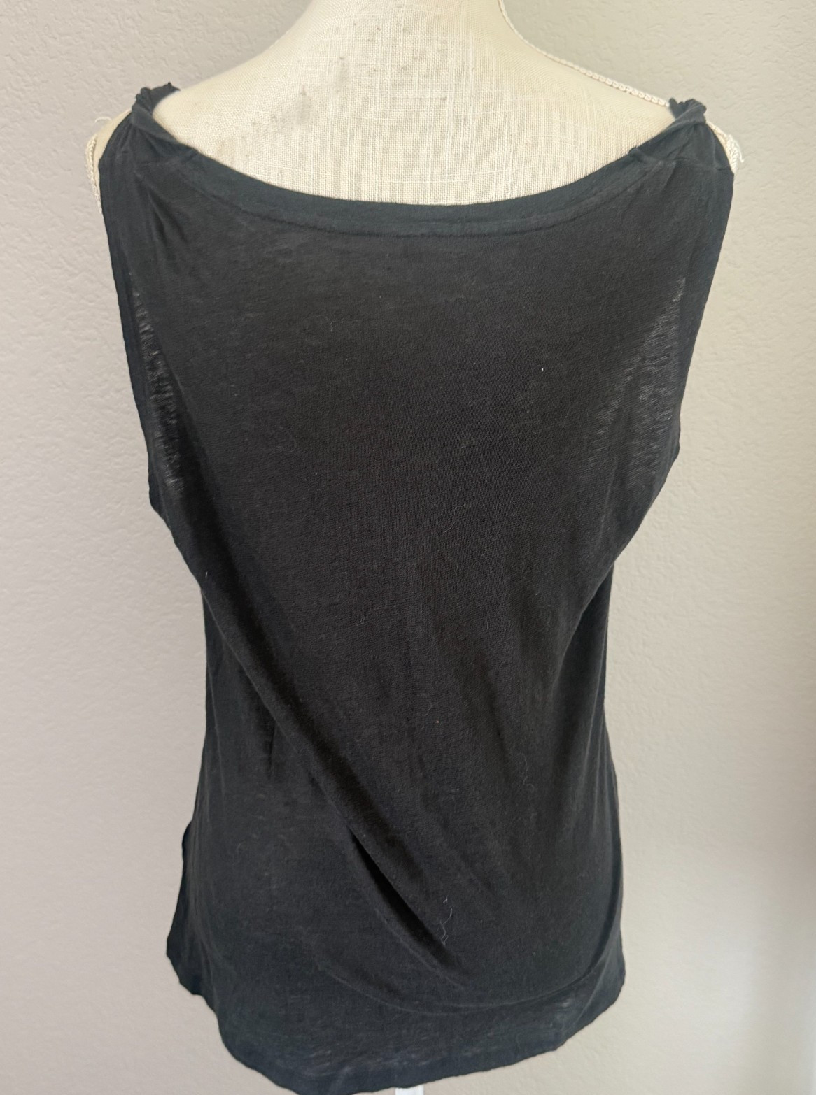 Joe’s Jeans Black Linen Blend Sleeveless Tank Top Twisted Shoulder Women’s M