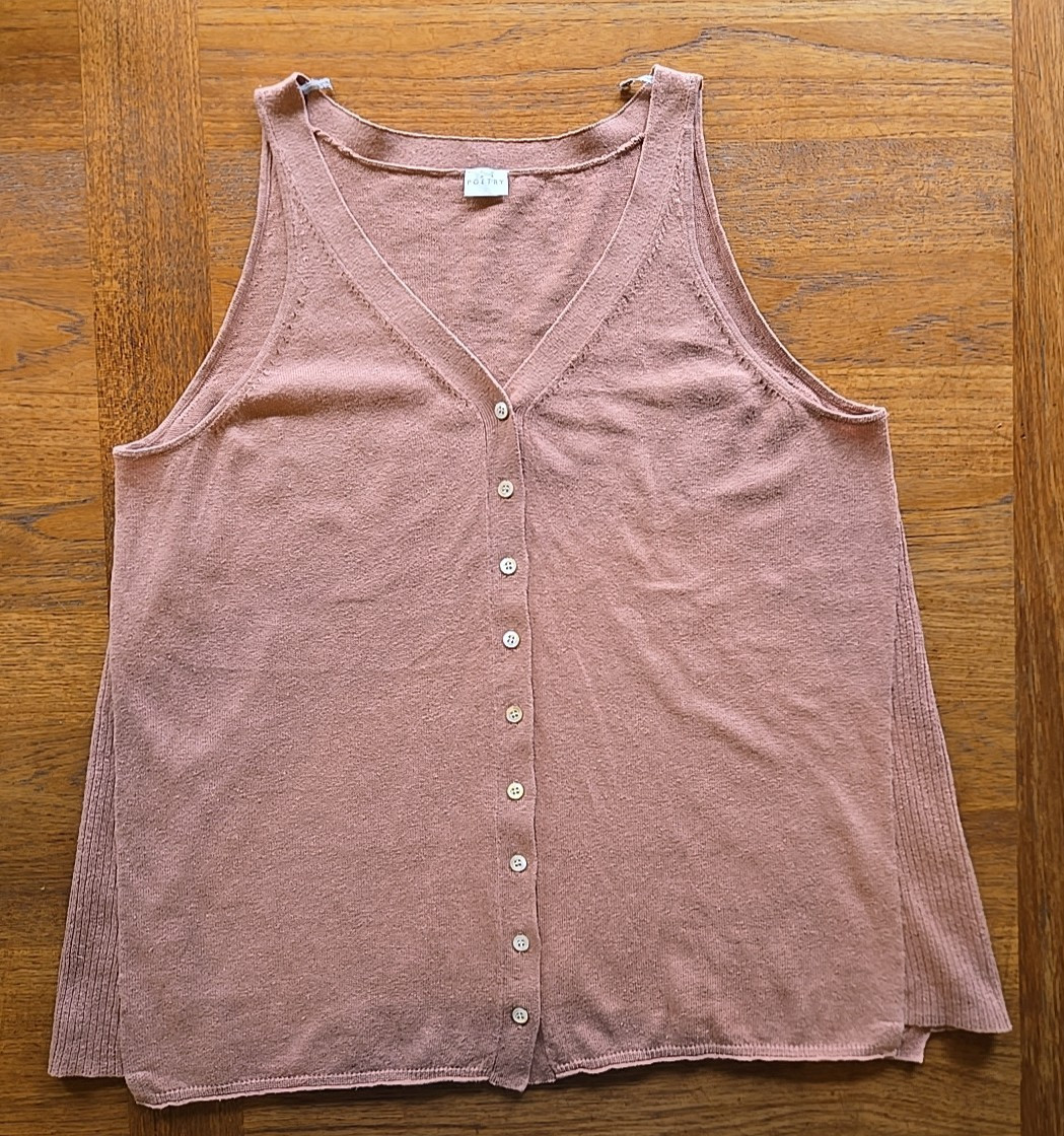 POETRY Pale Peach/Pink Relaxed Fit Cotton Linen Blend Tank Top Shirt Size US 12