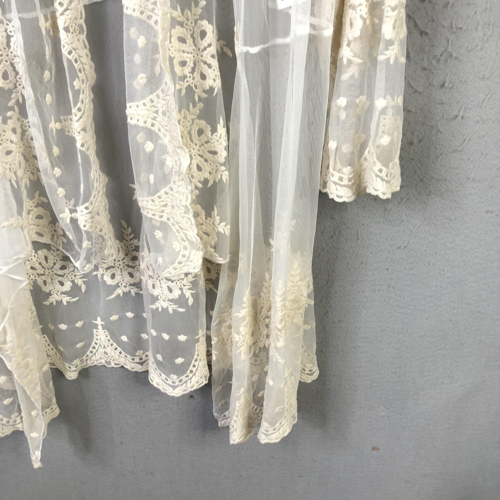 Indigo Soul Kimono Cardigan Womens Large White Sheer Lace Fairy Grunge Victorian