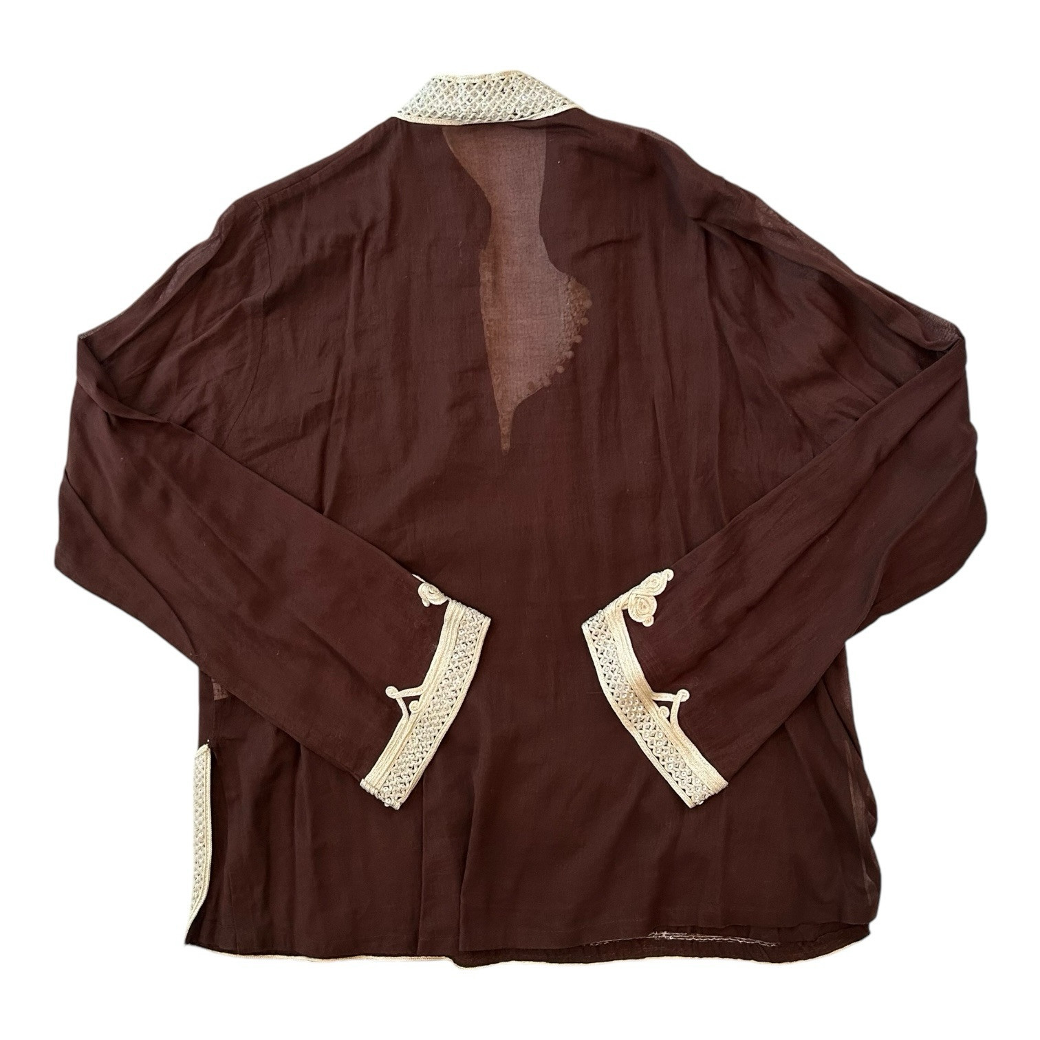 TAJ By Sabrina Crippa Tunic Top Cover Up X-Large Embroidered Brown Sequins $399