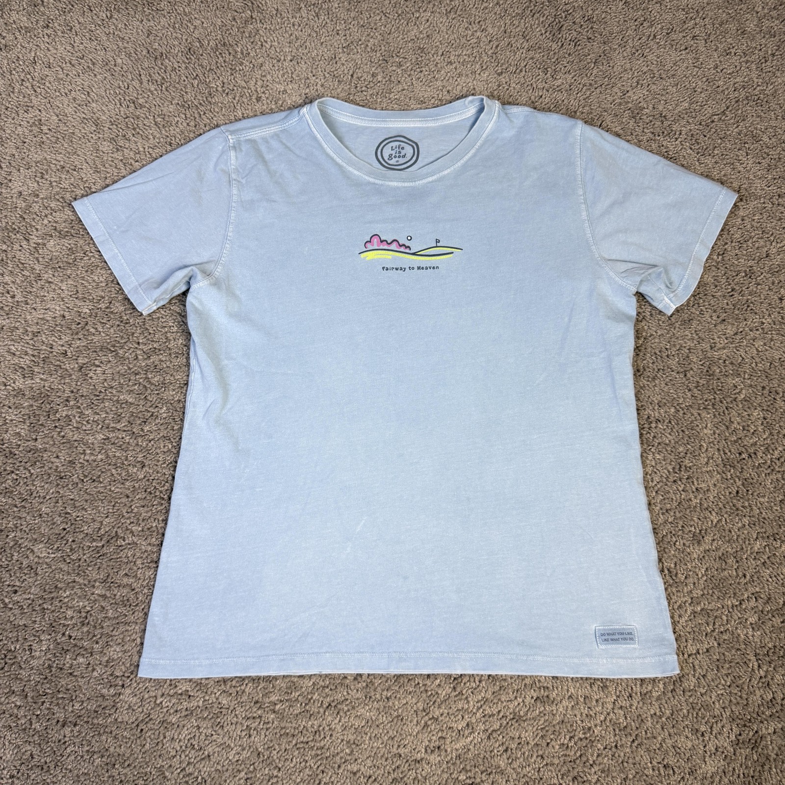 Life Is Good Shirt Womens M Blue Fairway To Heaven Golf Graphic Tagless