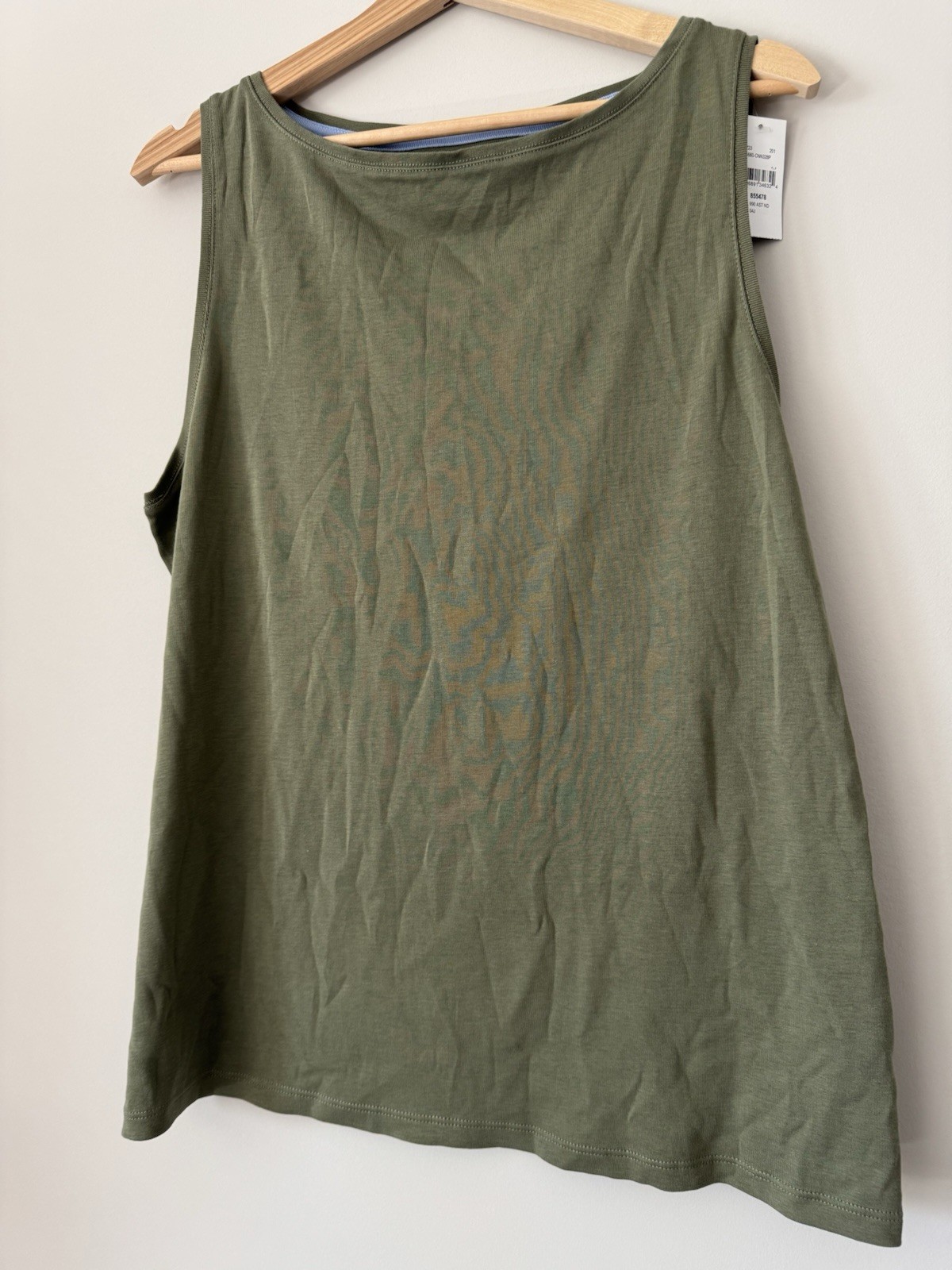 Talbots Tank Top Womens XLP Soft Knit Pima Cotton Casual Bateau Neck Army Green