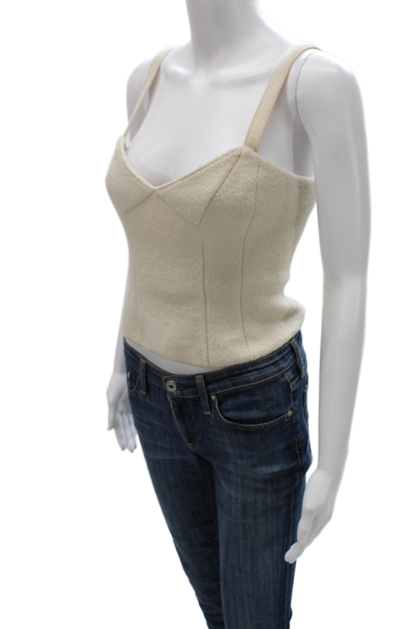 Gianni Bini Women Cropped Camisole Sleeveless Beige Wool Size S