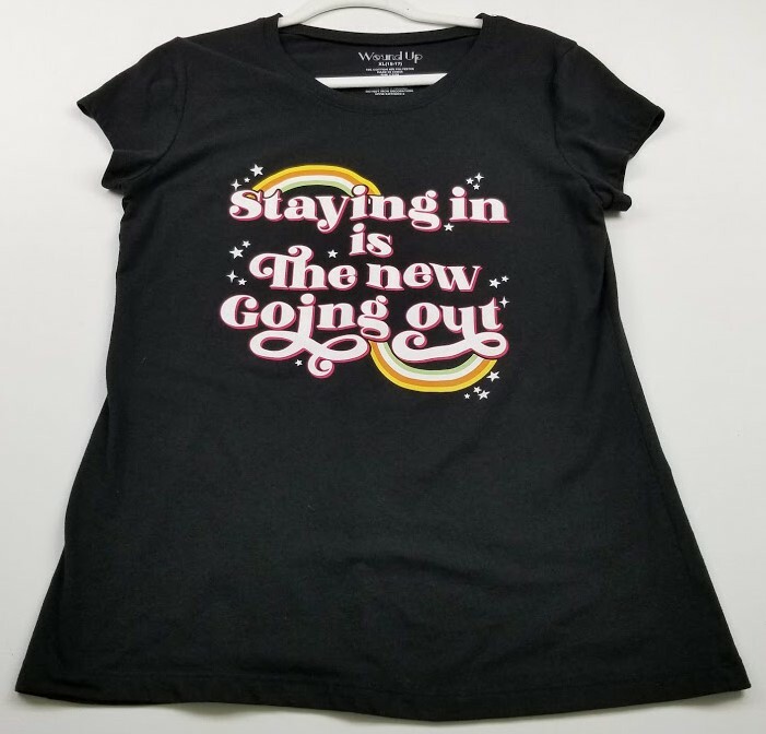 T Shirt Women Juniors Extra Large XL Graphic Tee Homebody Staying In Introvert