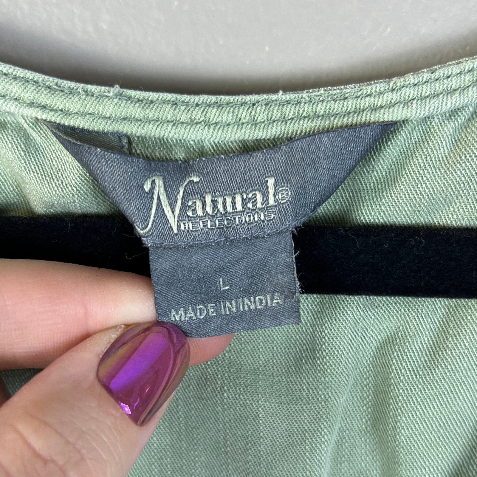 Natural Reflections Tank Top Women’s Large Green Tie Front Cottagecore