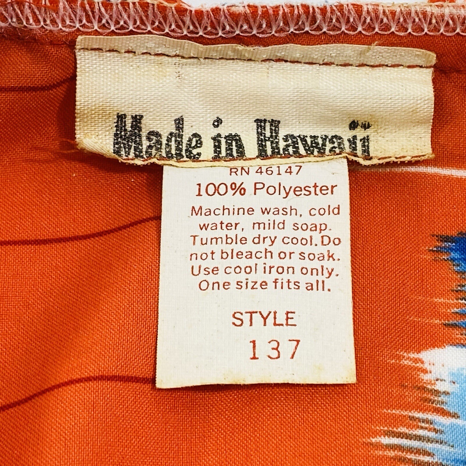 Vintage Made in Hawaii Poncho Circle Top Red Aloha Diamond Head One Size 1970s