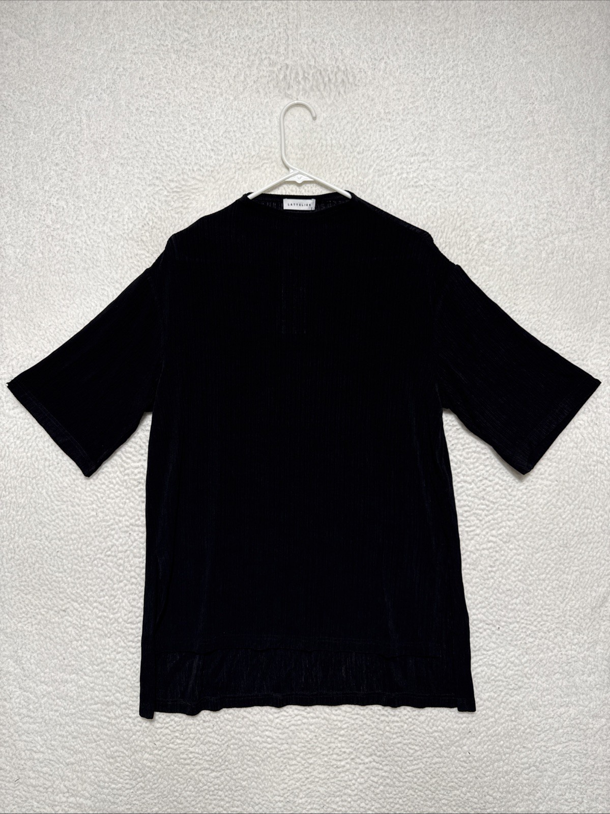 Lattelier Black Elbow Length Sleeve Top High Low Hem Women’s Size M