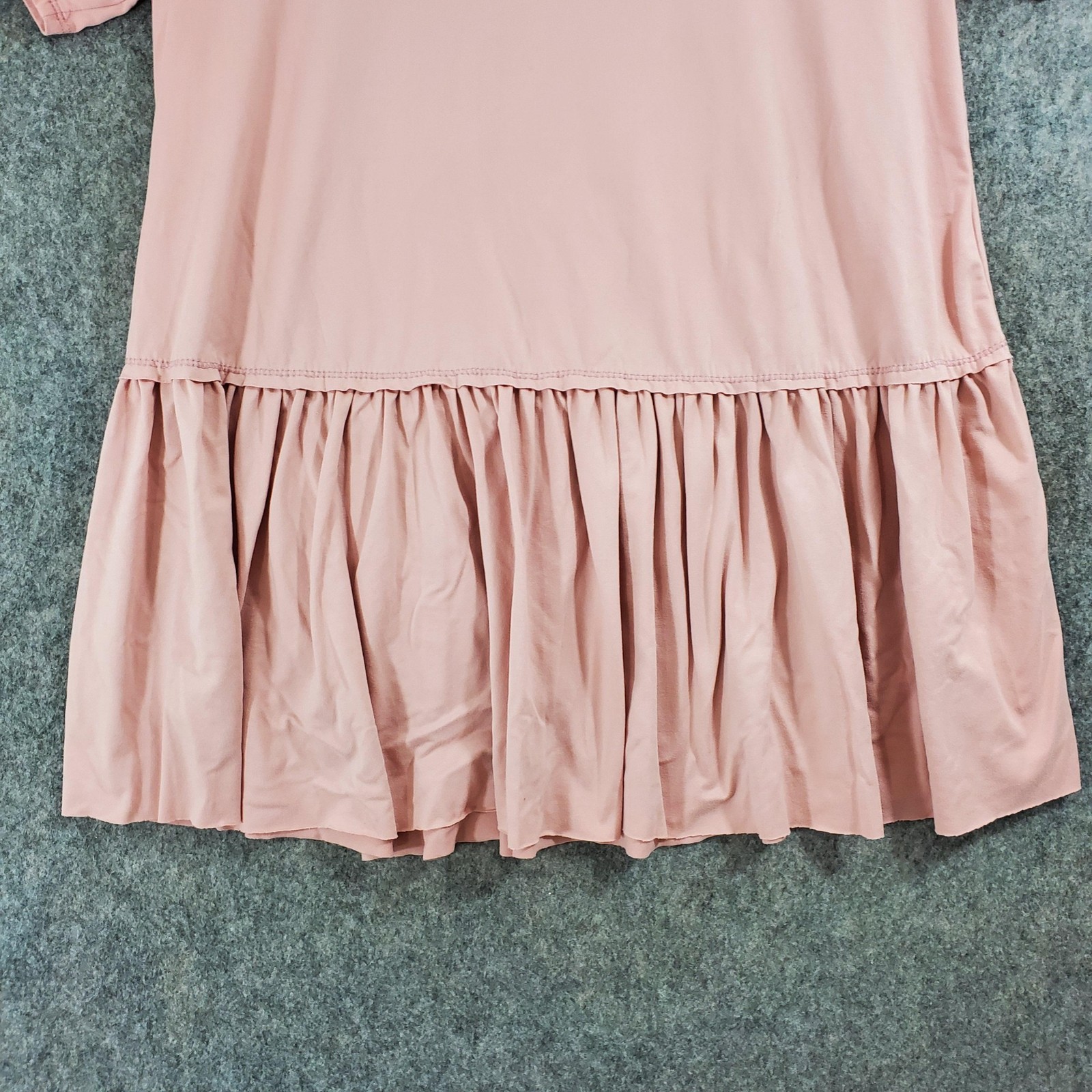 Entro Top Womens Large Pink Short Sleeve T-Shirt Drop Waist Ruffle Hem Swing