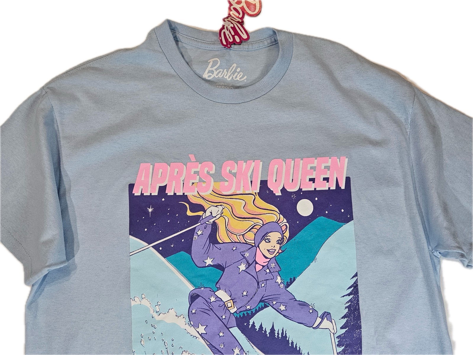 Barbie Shirt Womens Large Blue Après Ski Queen Graphic Tee T-Shirt 100% Cotton