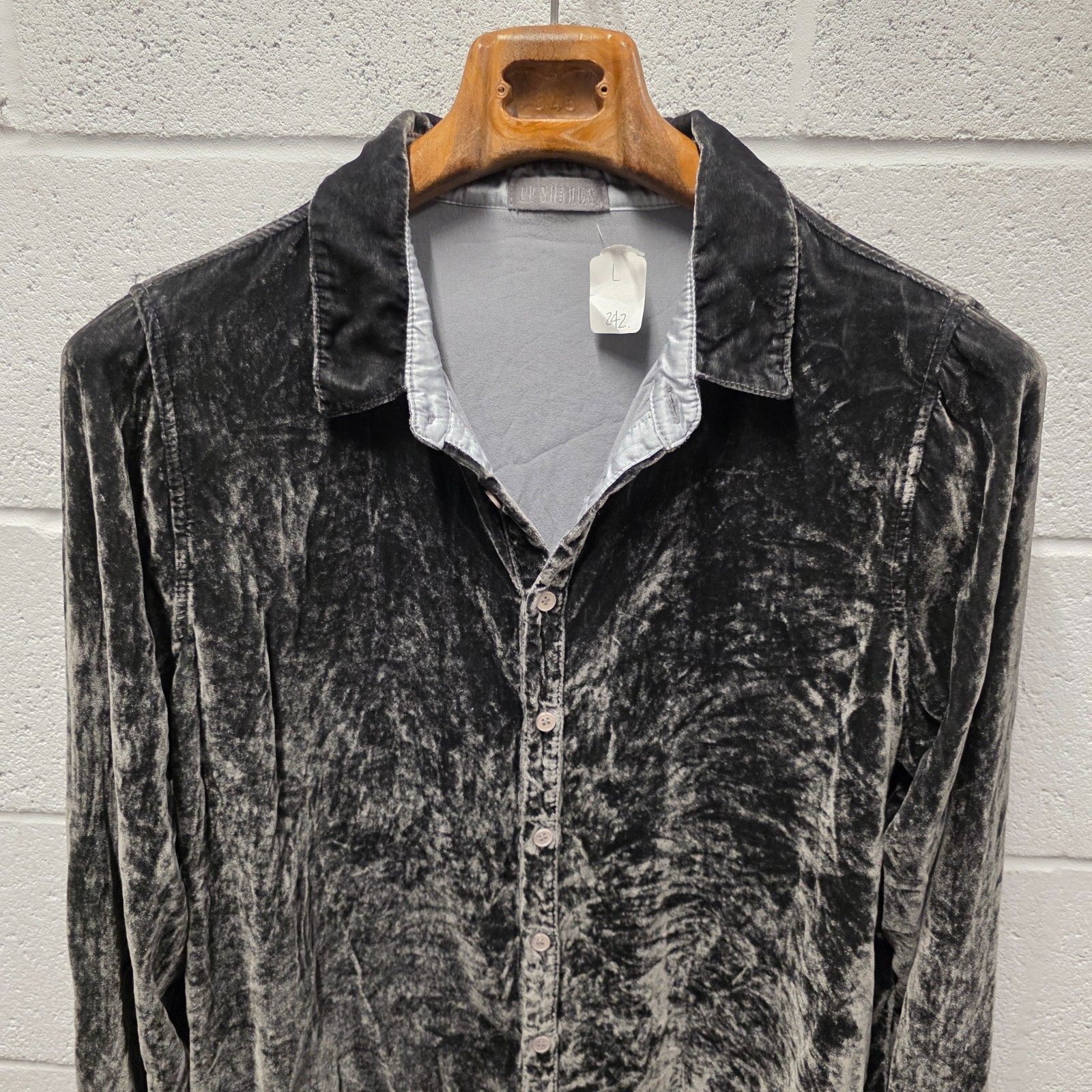 CP Shades Chocolate Misc Velvet Blouse Top in Rayon Green 22.5×29 L NWT