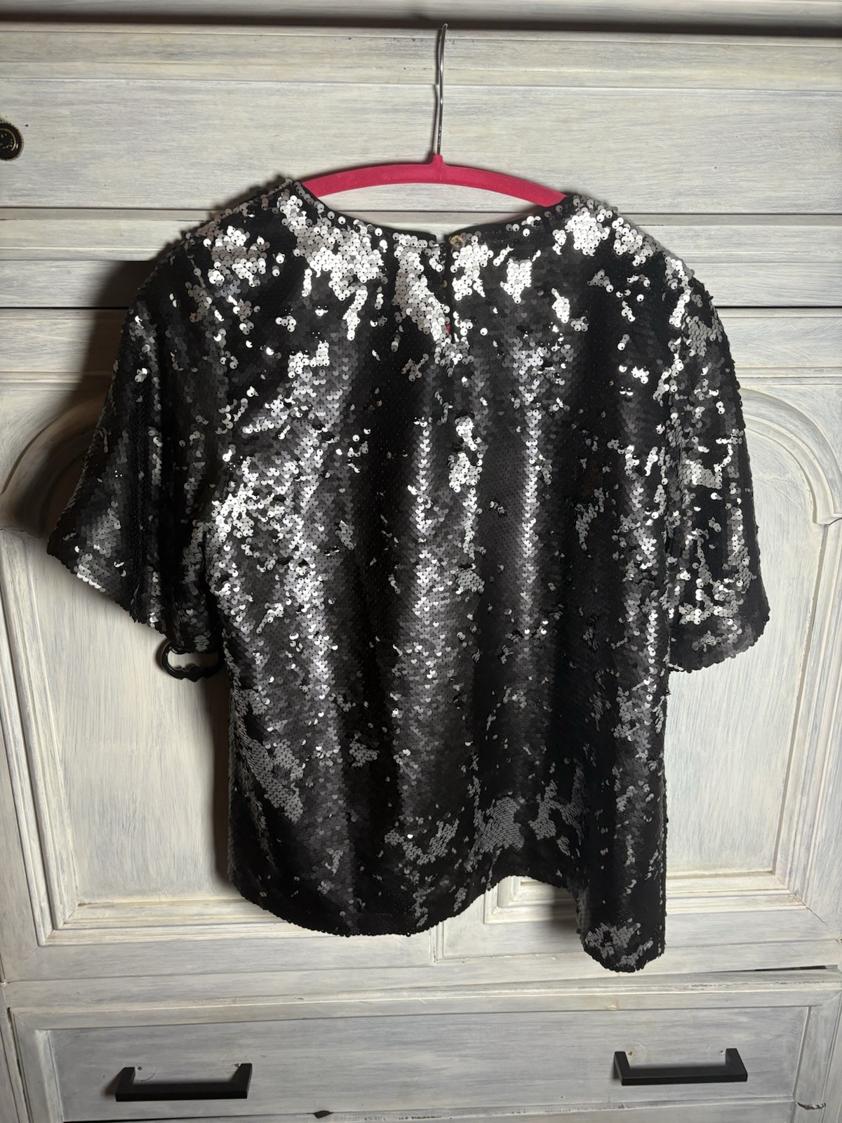 Buddy Love Black Smoke Sequin Blanche Top Oversized Party Fun Embellished