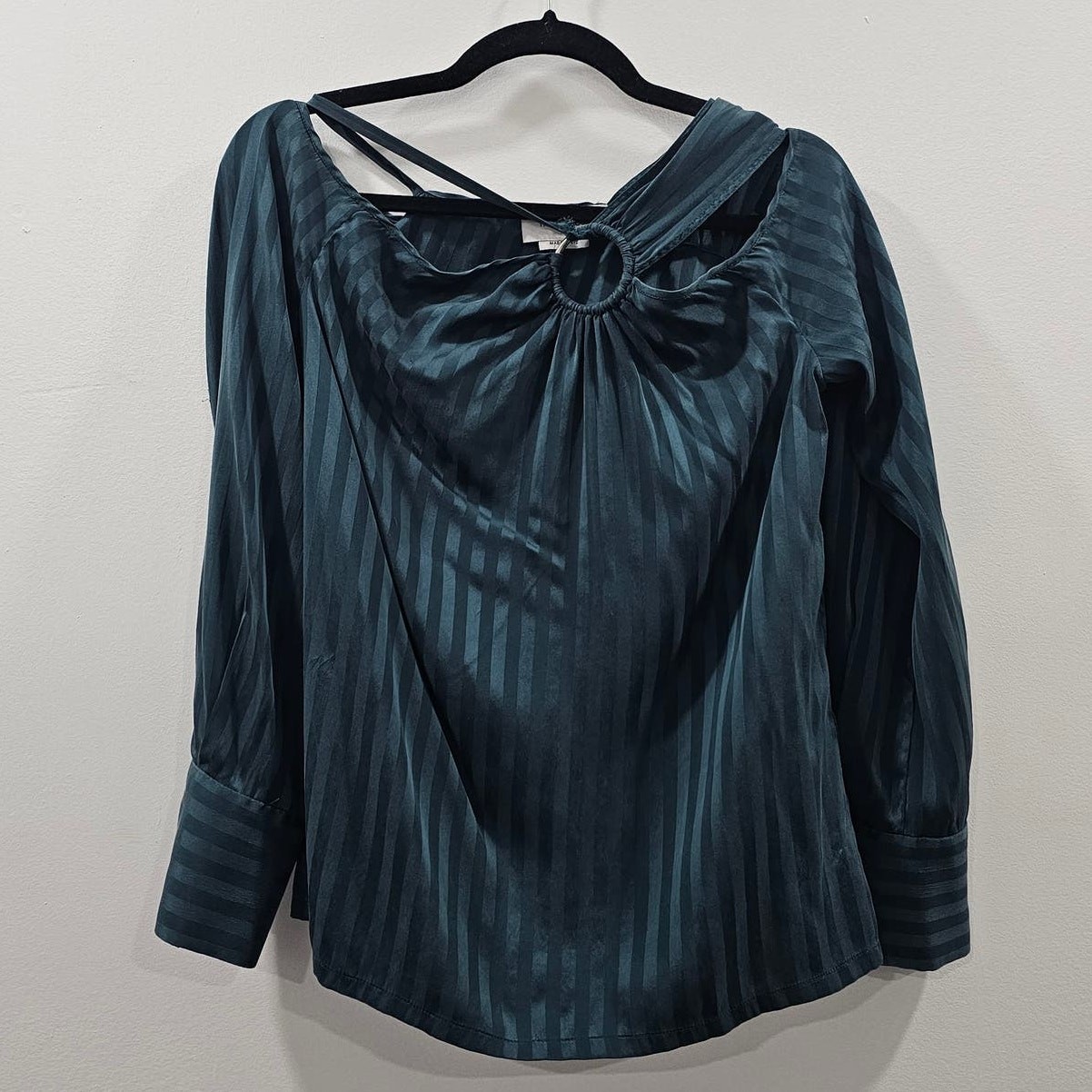 Yigal Azrouel Green Stain Silk Blouse Cold Shoulder Blouse Women 10
