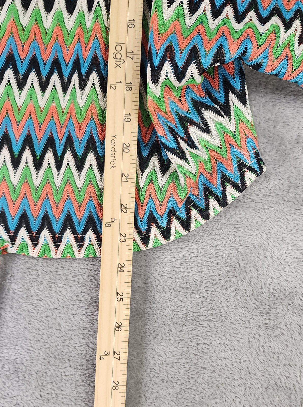 Lipslide Shirt Womens Medium Multicolor Chevron Zig Zag Mesh Knit Boho Festival