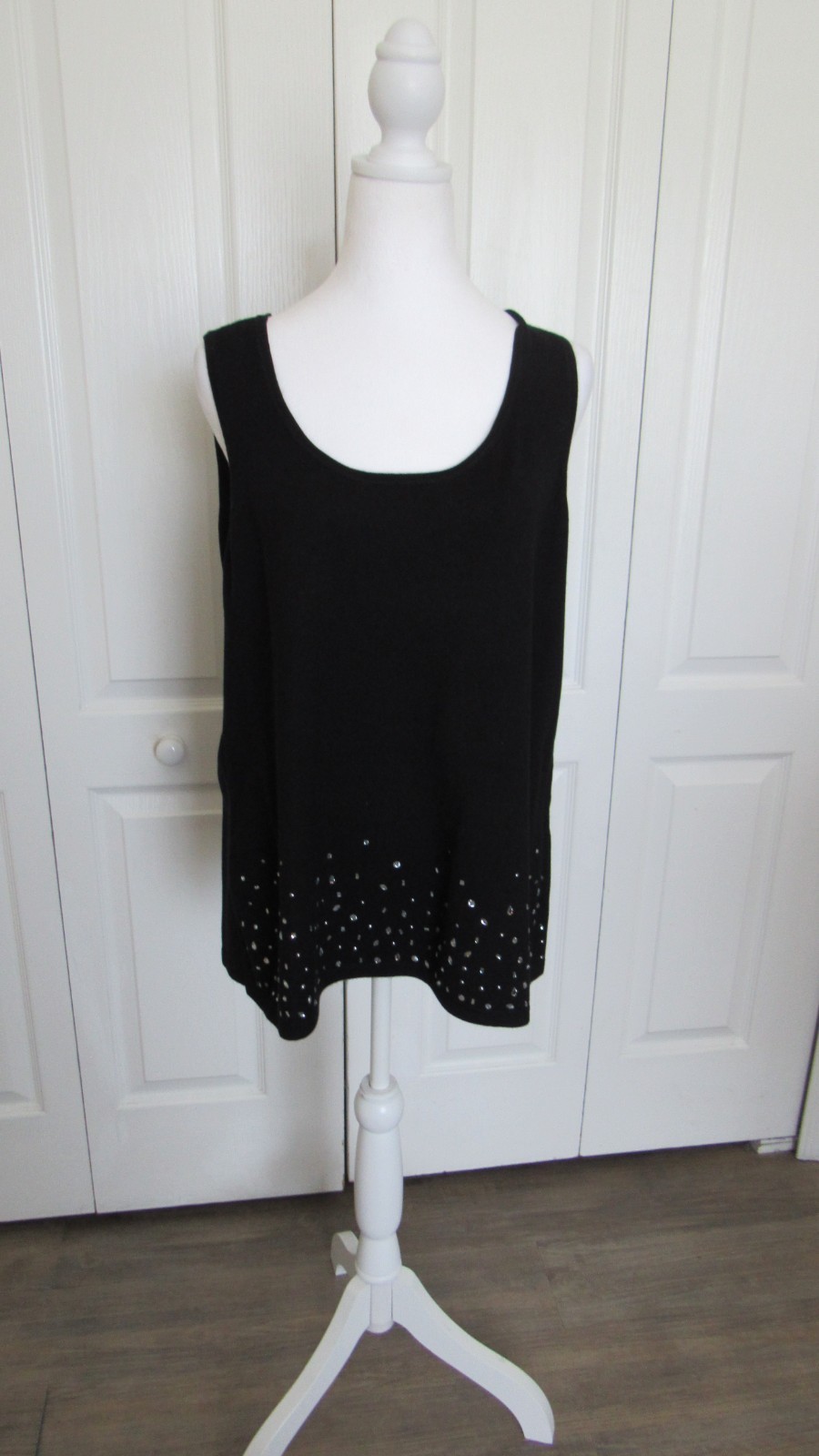 NWT CHICO’S SIZE 2 LARGE BLACK TWIN SET JACKET TANK GLASS BEADS BEAUTIFUL!