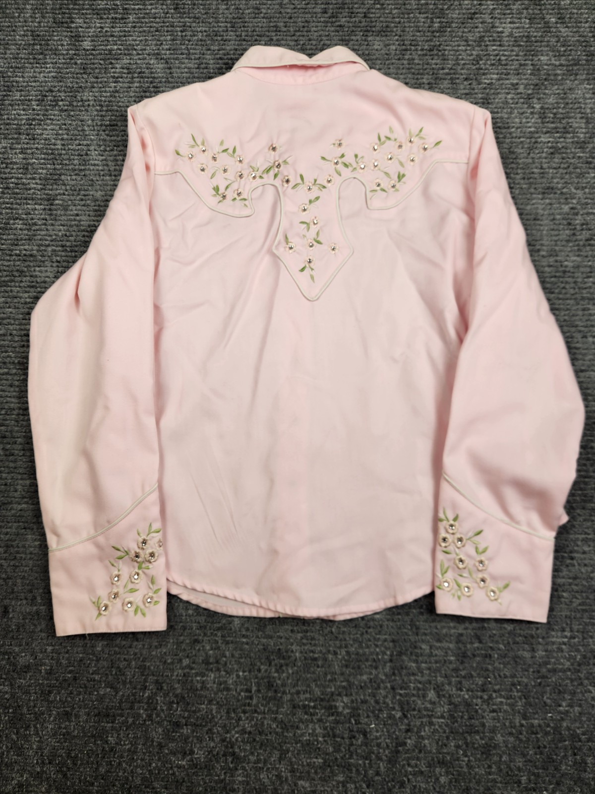 Scully Western Pearl Snap Shirt Womans Large Light Pink Flowers PL-705 Rodeo