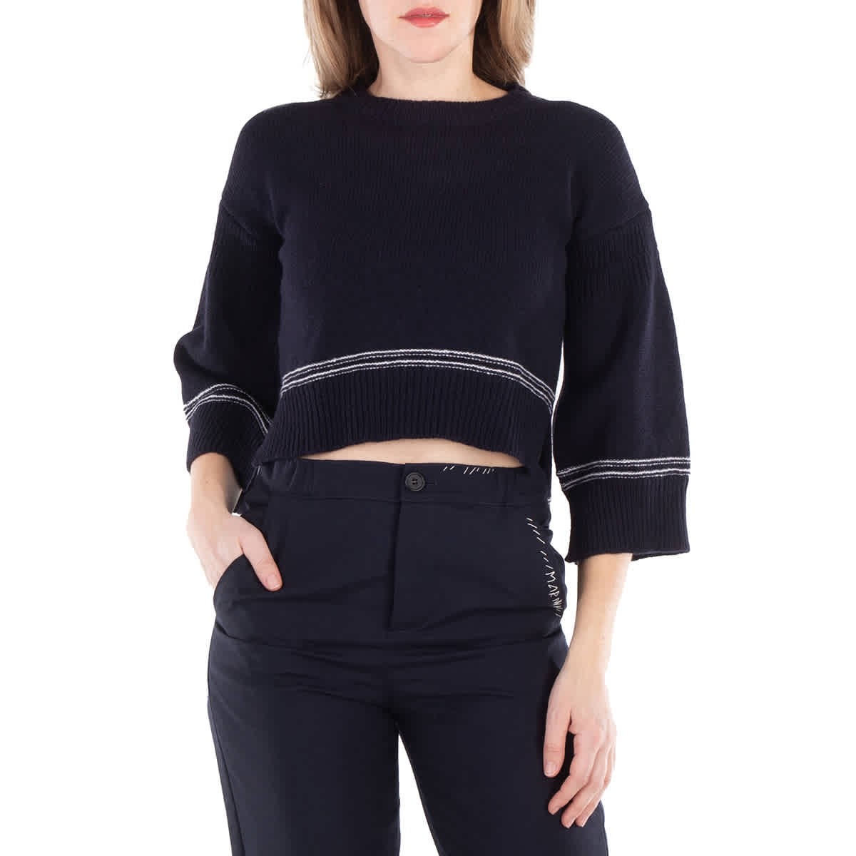 Marni Contrasting-Trim Virgin Wool Crew-Neck Jumper