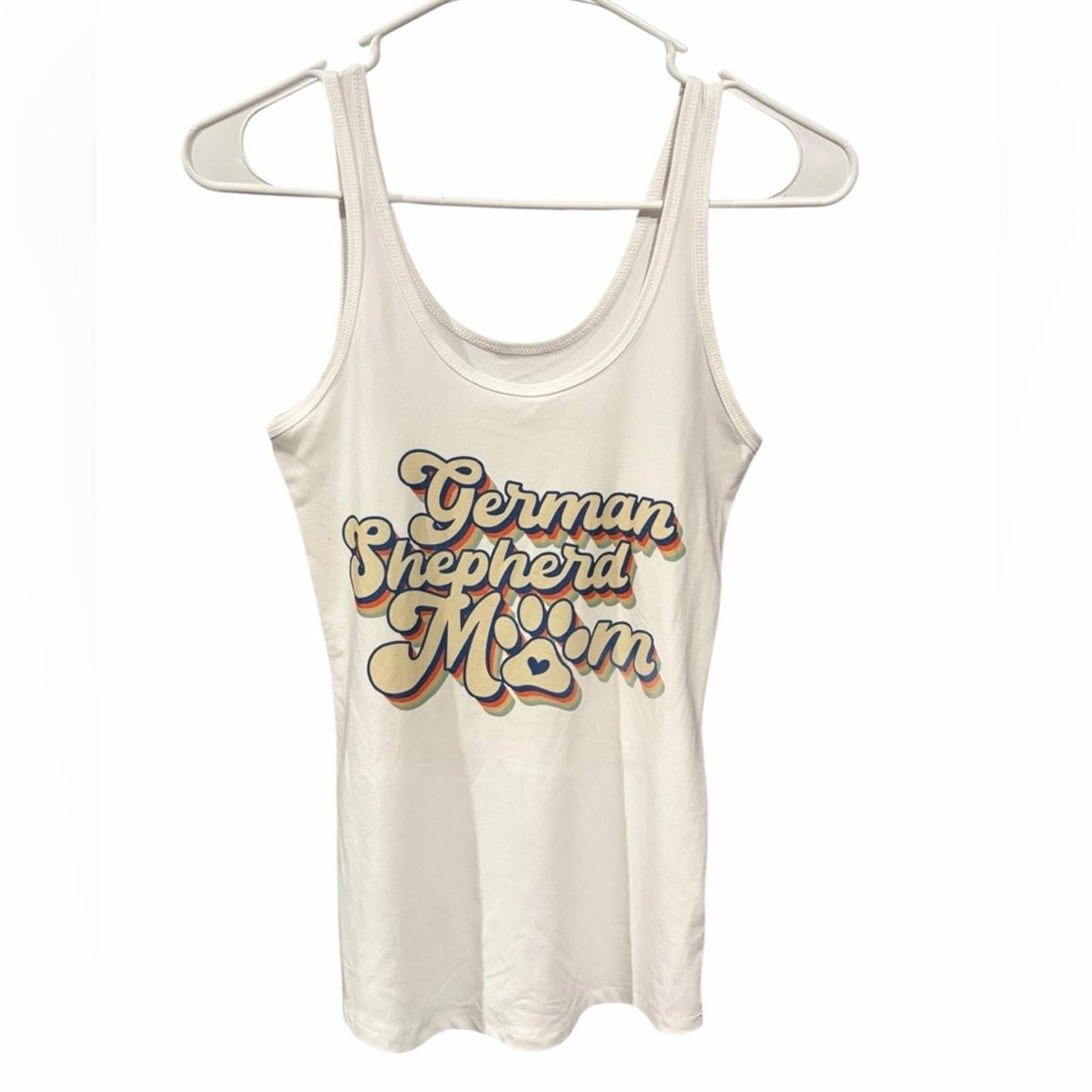 German Shepherd Mom Tank Top S (3-5) White Graphic Stretch