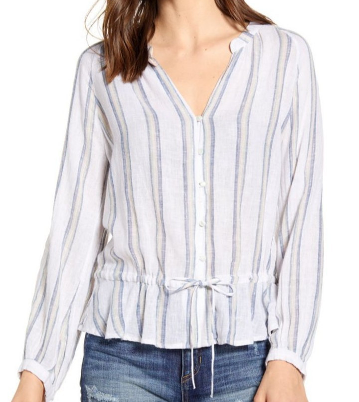 Rails Marti Cayman Stripe Linen Women’s Blouse Top Shirt Size Medium