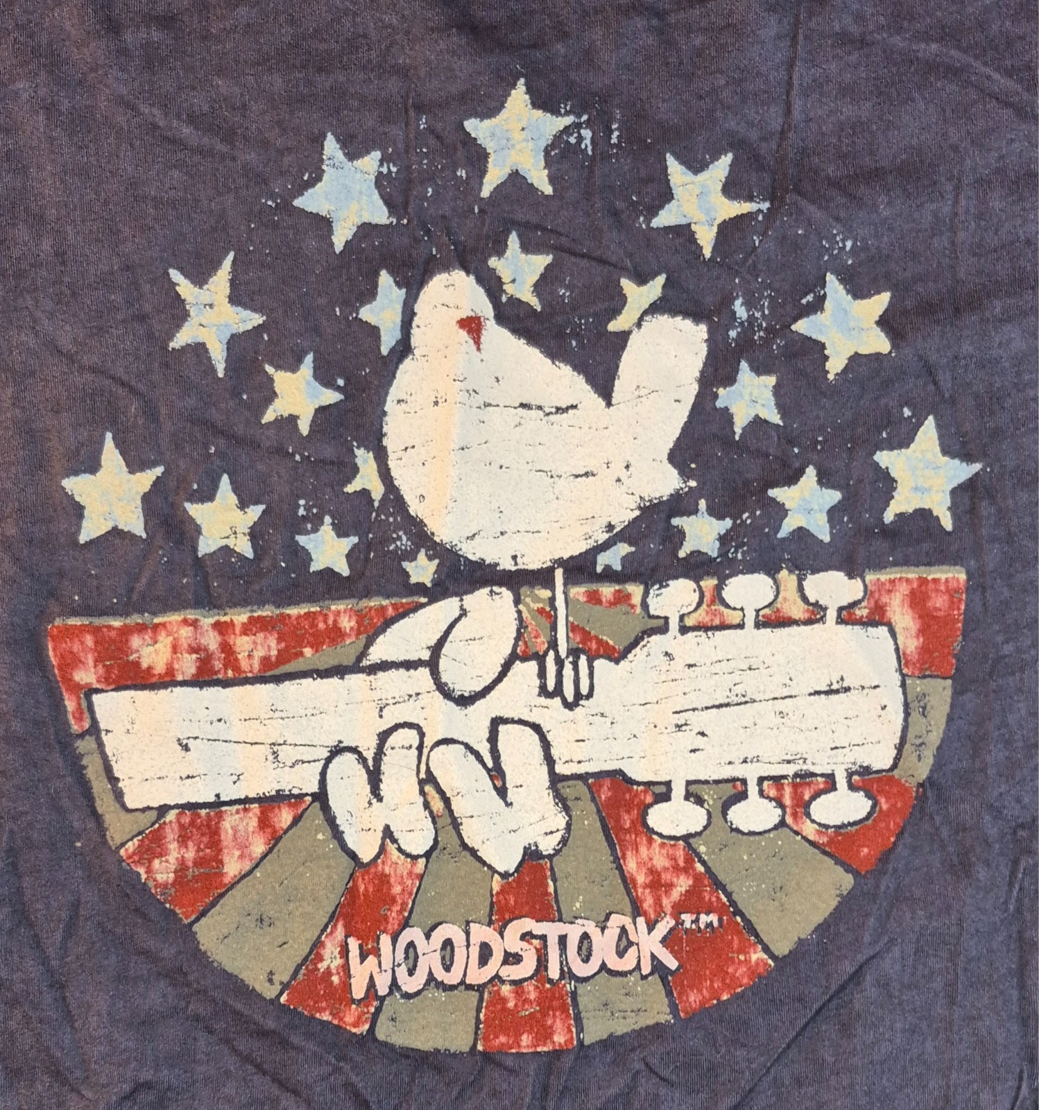 Woodstock Retro Brand Band Music T-Shirt Adult Medium Stonewash Faded Crew Neck