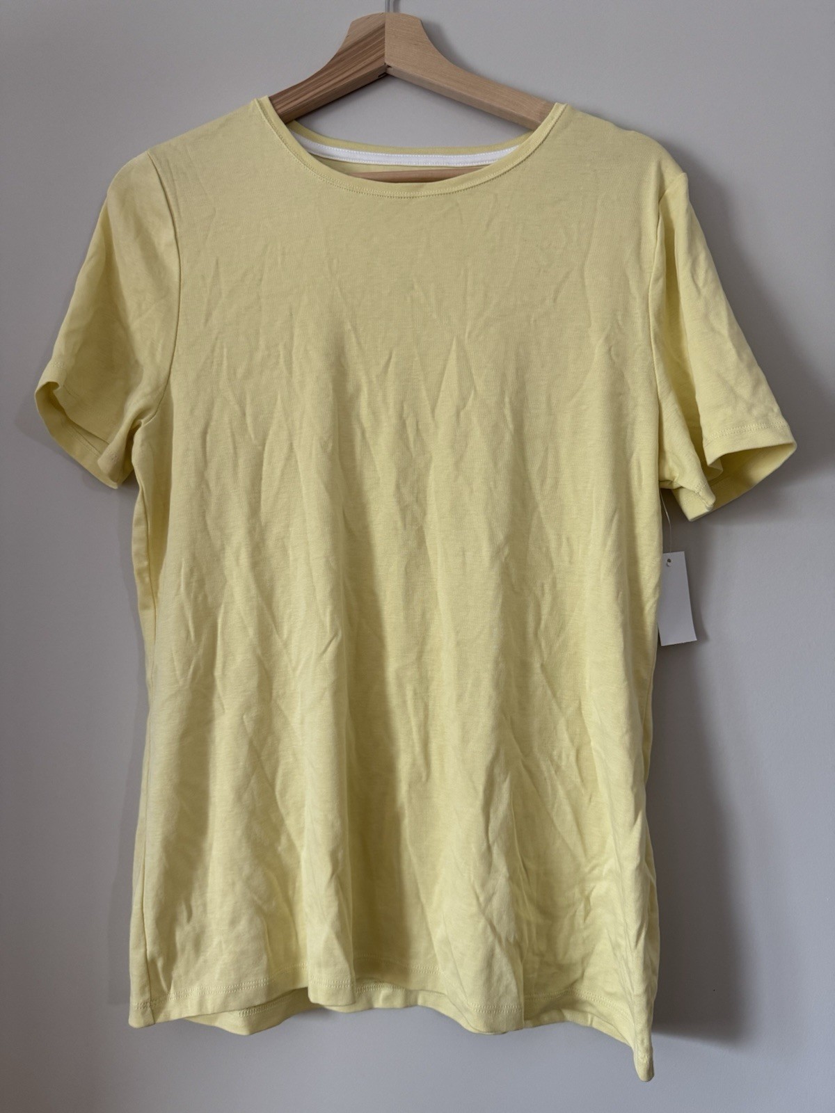 The Talbots Tee Women’s Light Yellow 100% Pima Cotton Shirt Size large L New