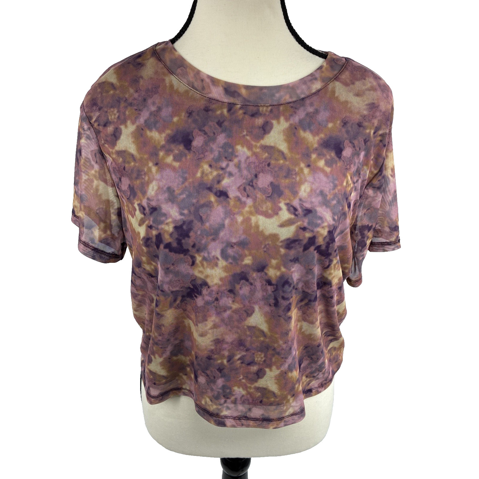No Boundaries Womens Tie Dye Top Mesh Lined XL Cropped