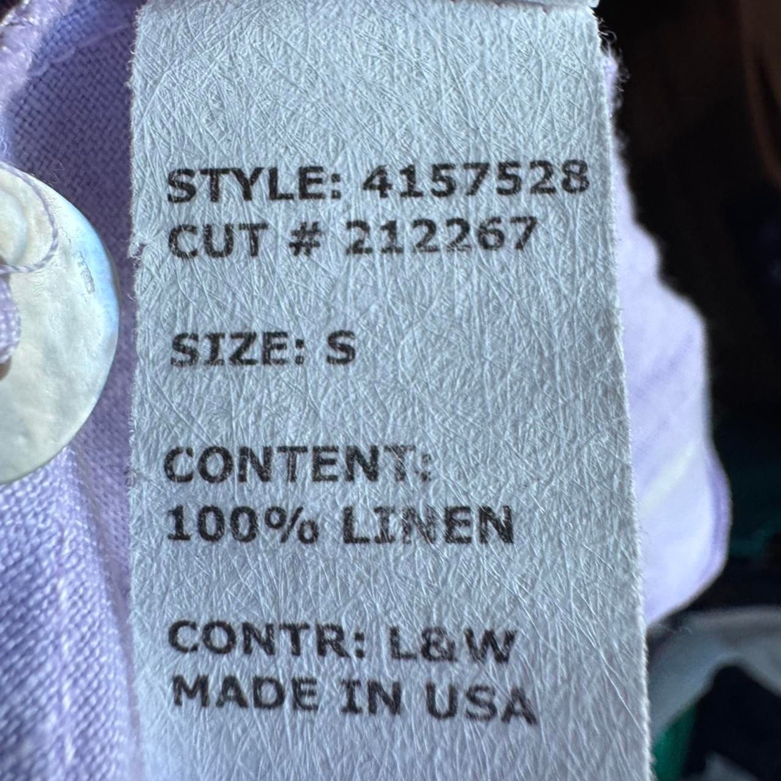 Cut Loose Women’s Purple and White Polka Dot Linen Shirt Size S