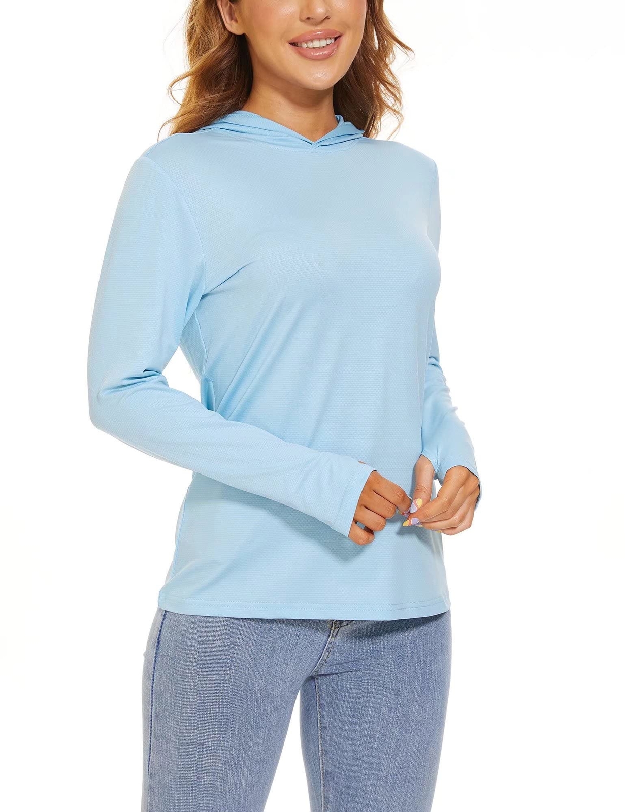UPF50+ Women’s Casual Hoodie Sun Block Long Sleeve UV Shirts Rash Guard T-Shirts
