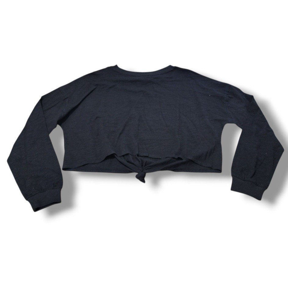 Mabel Top Size Small SM Oversized Long Sleeve T-Shirt Crop Top Front Tie T-Shirt