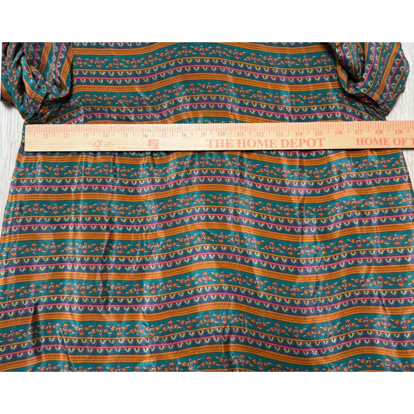 Sézane Ethel Blouse Havana Green Orange Stripes 100% Silk Top Size FR 38 US 6/M
