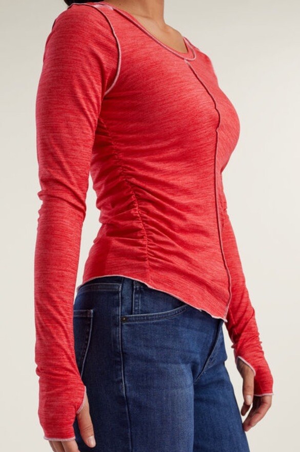 $58 Free People Right On Run Long Sleeve Layer Thumb Holes Winter Berry M
