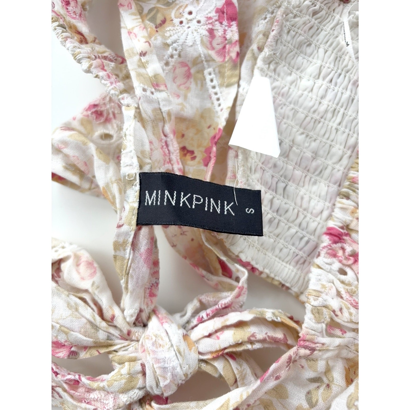 MINKPINK Cecile Floral Prairie Crop Top in Pink Size Small