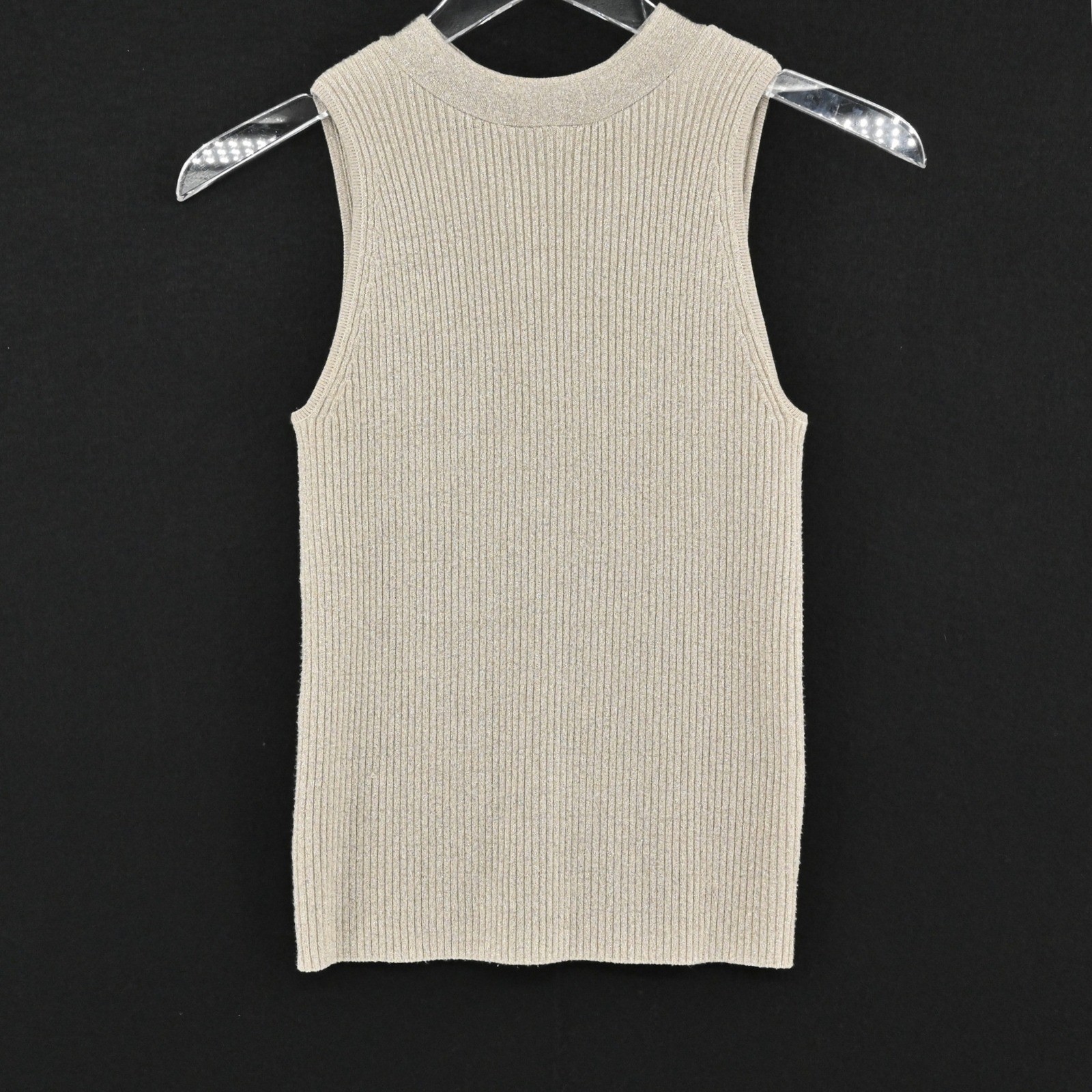 Anthropologie Ett Twa Metallic Ribbed Top Womens Size S Tan Sleeveless Tie Back