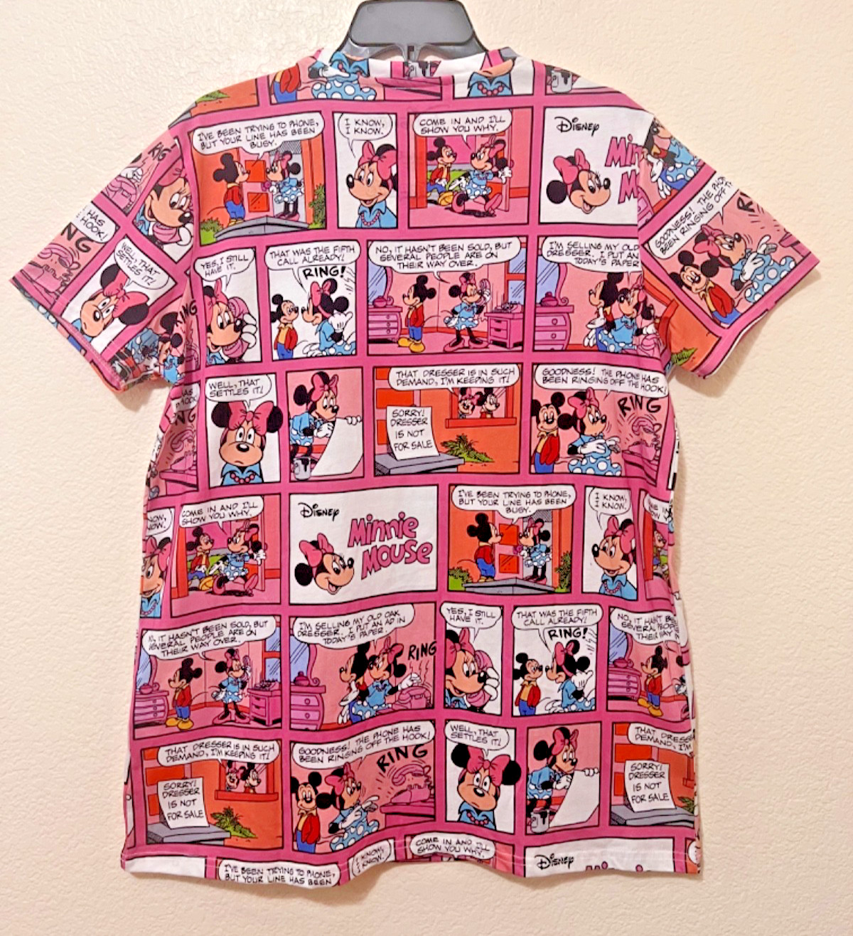 DISNEY CAKEWORTHY Minnie Mouse Comic Panels Allover Print Women’s T-Shirt L NWT
