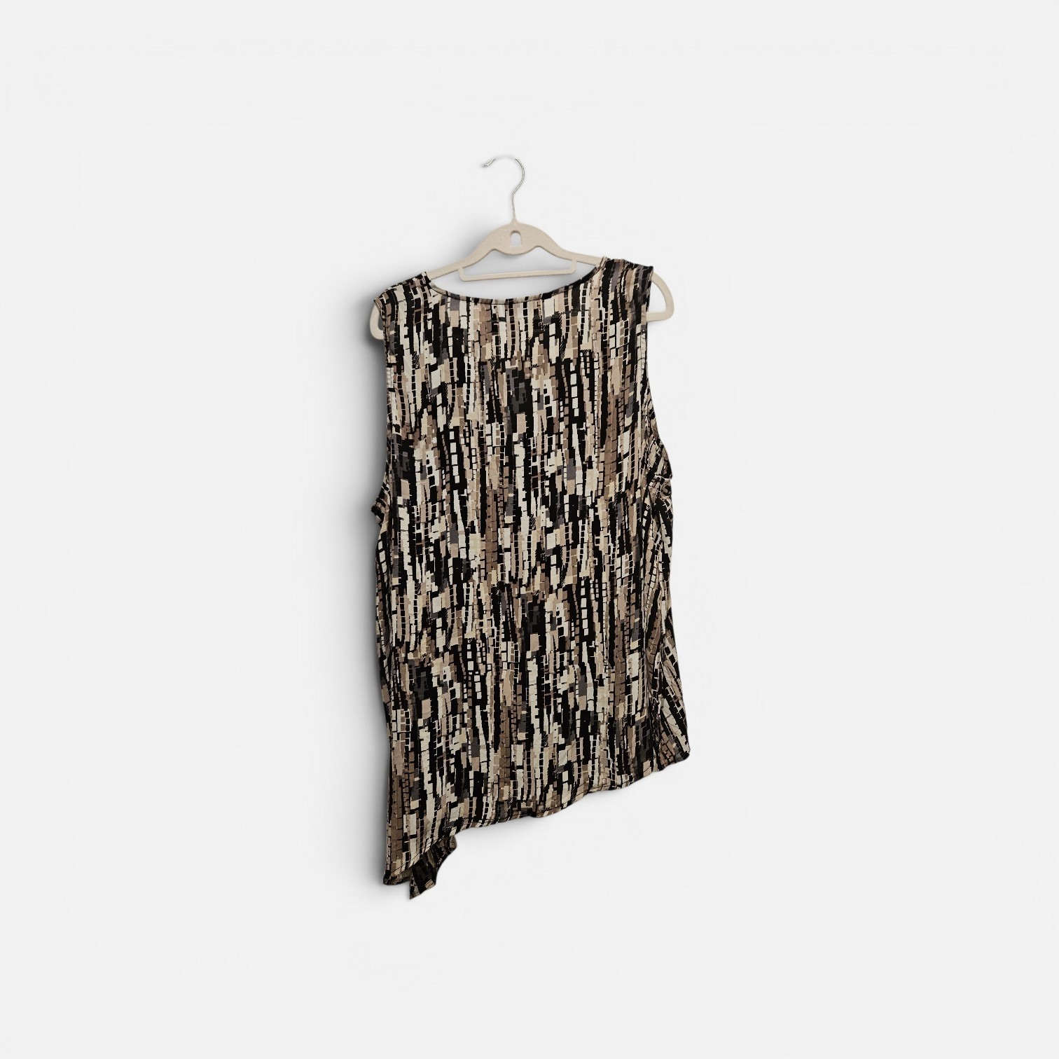 Apt 9 Women’s XL Abstract Sleeveless Draped Neck Asymmetrical Hem Stretch Top