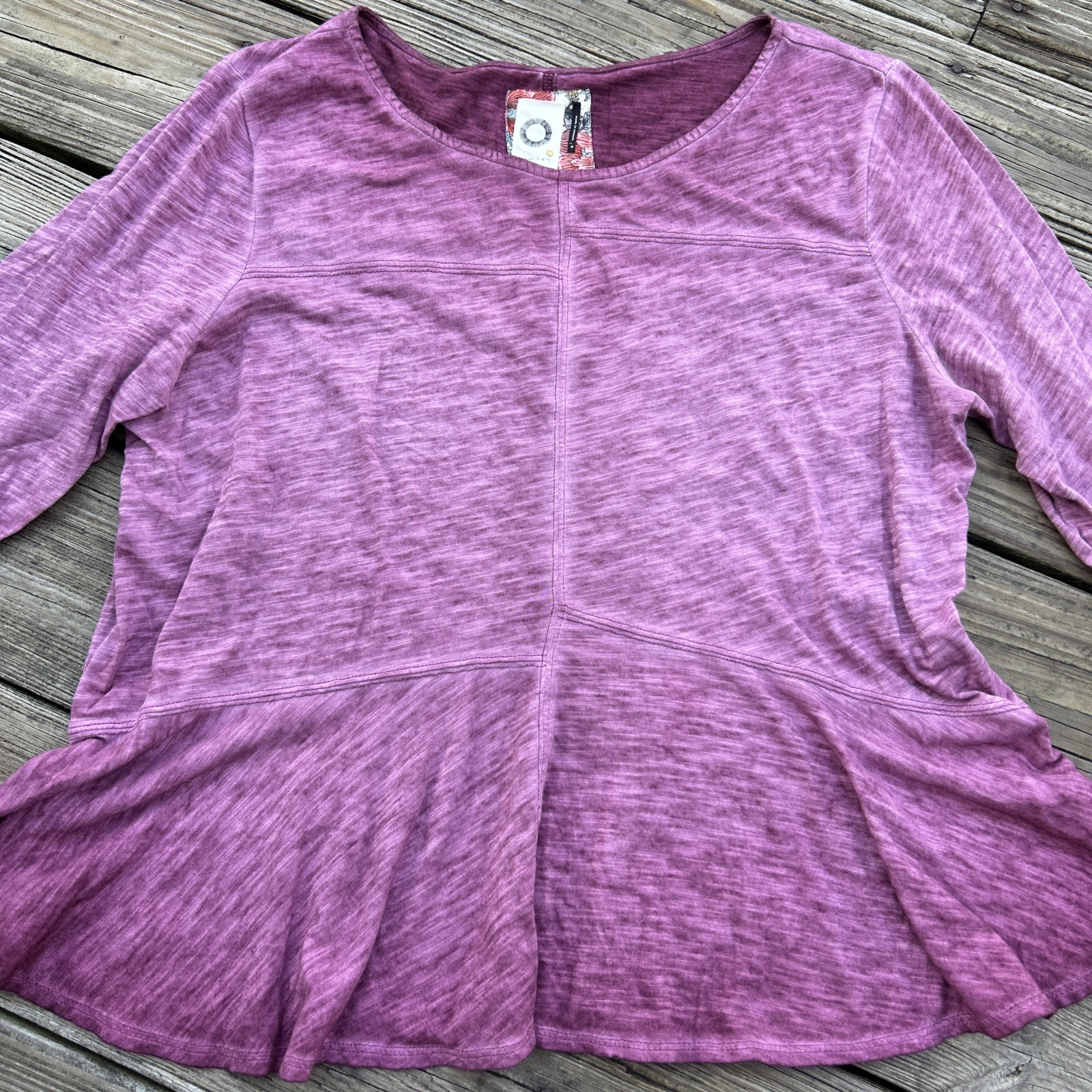 Anthropologie Akemi Kin Blouse Contrast Color Flowy Boho Maroon Med Mid Length