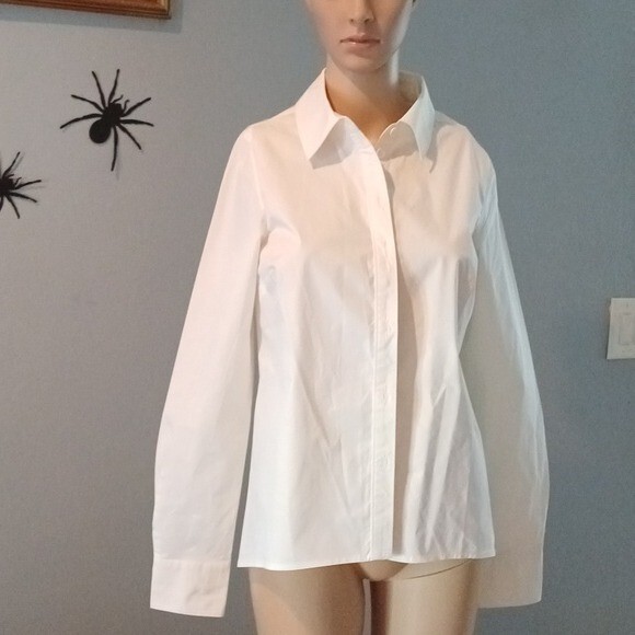 Universal Standard white cotton & elastane button down blouse 4XS