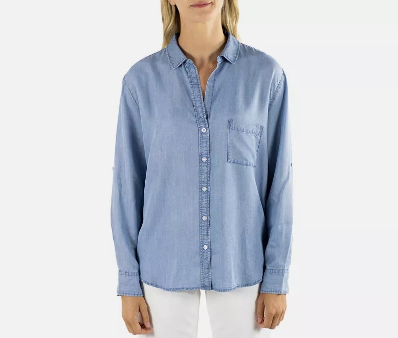 Jachs Girlfriend Ladies’ Size XS (0-2) Long Sleeve Button-Up Blouse, Blue